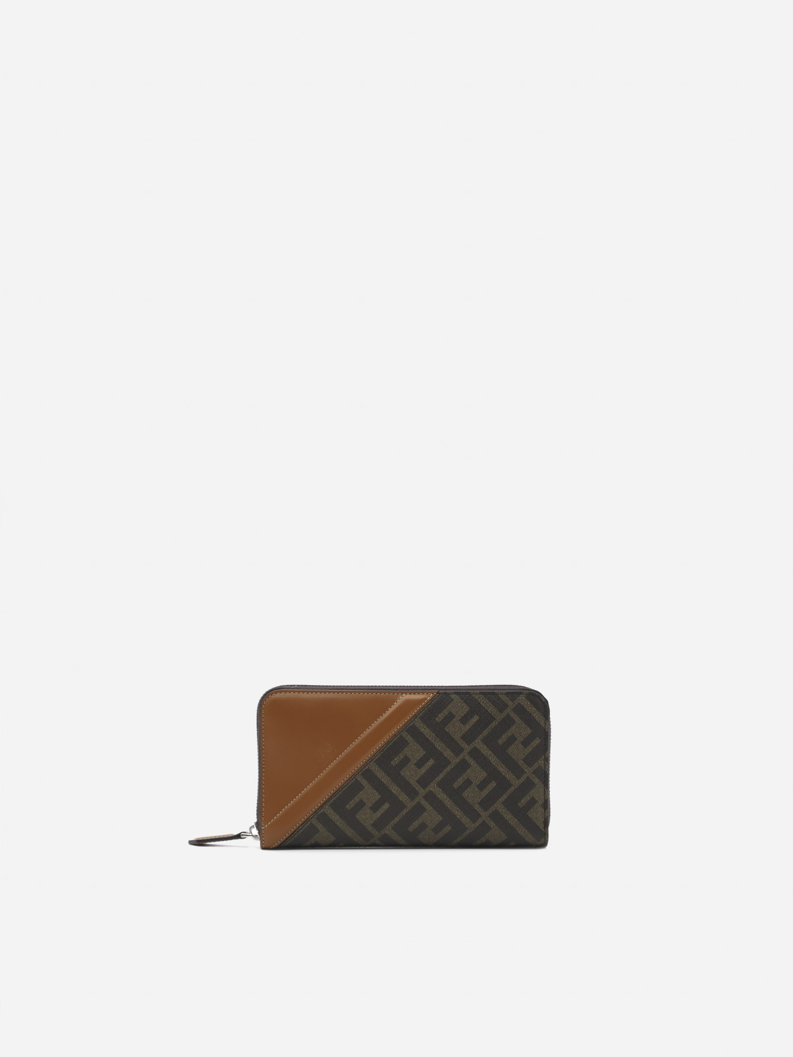 Fendi Cotton Wallet With Leather Insert With Ff Motif