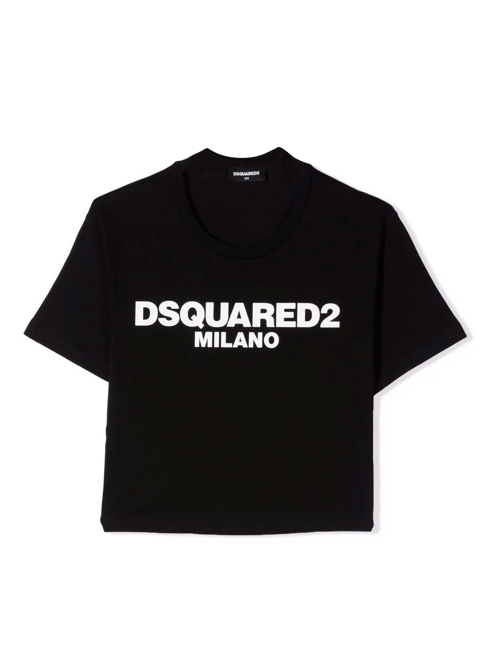 Dsquared2 Black Teen T-shirt With White Print Dsquared Kids