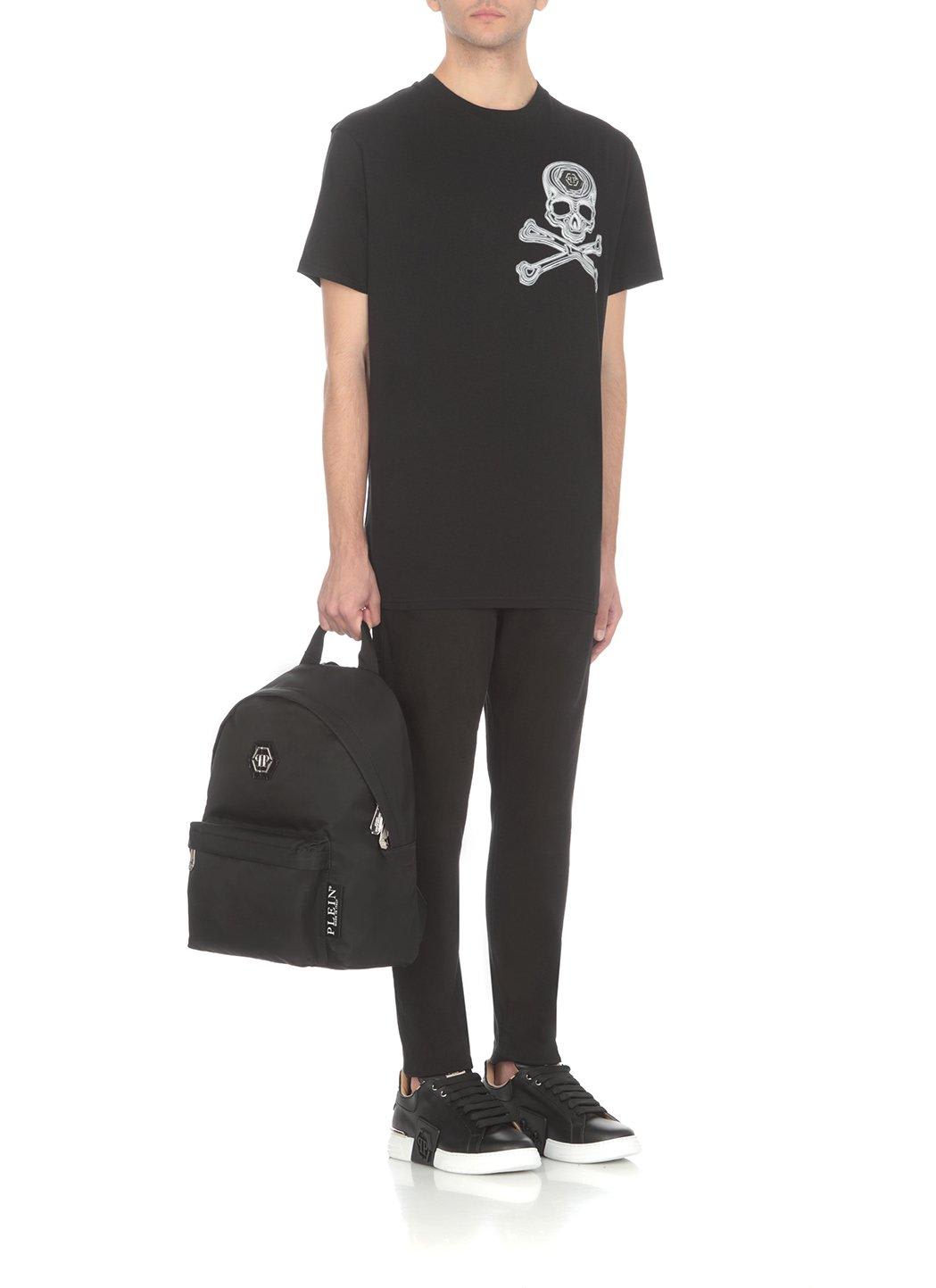 Shop Philipp Plein Skull Bone Printed Crewneck T-shirt In Nero