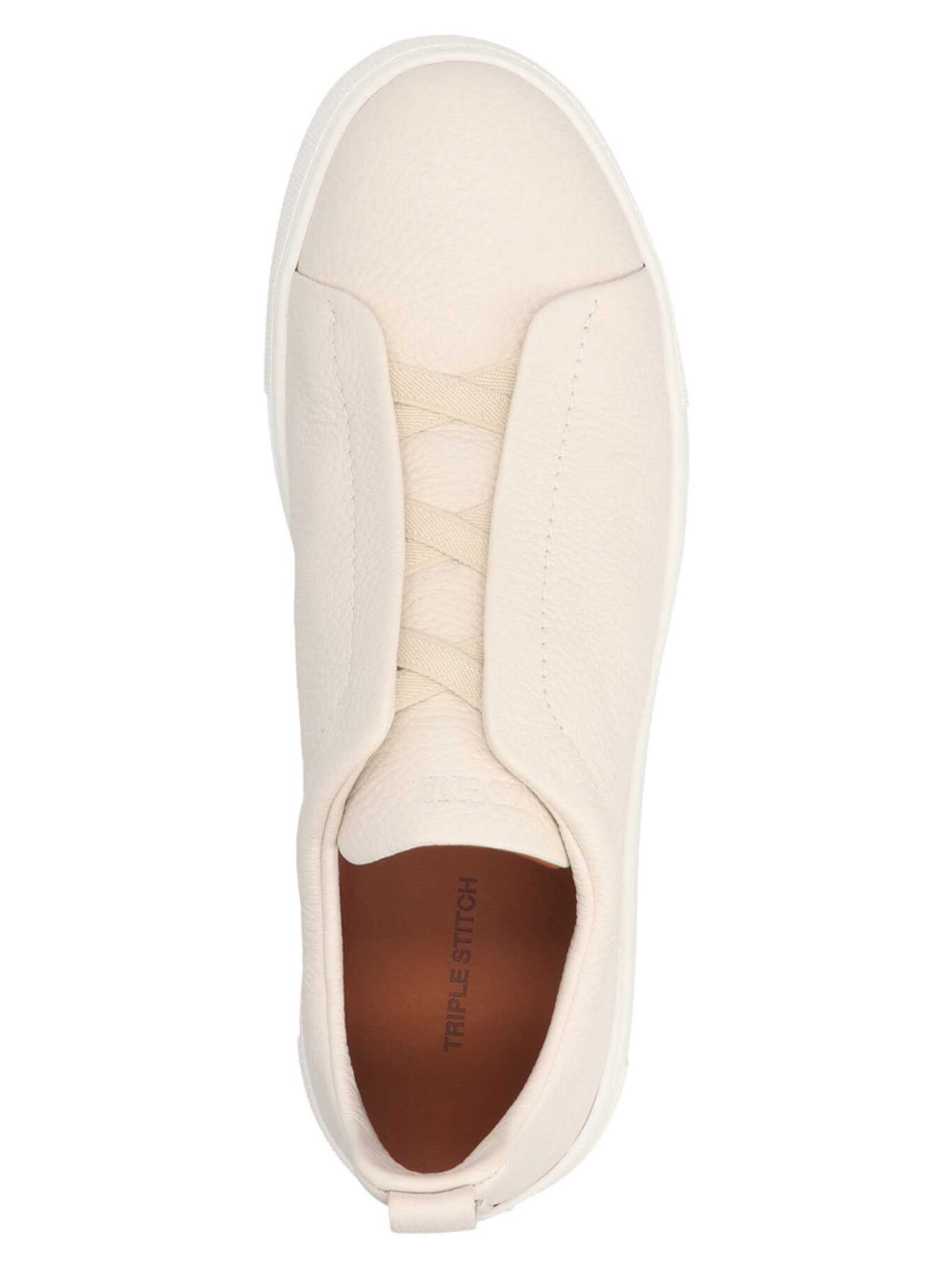 Shop Zegna Triple Stitch Sneakers In White