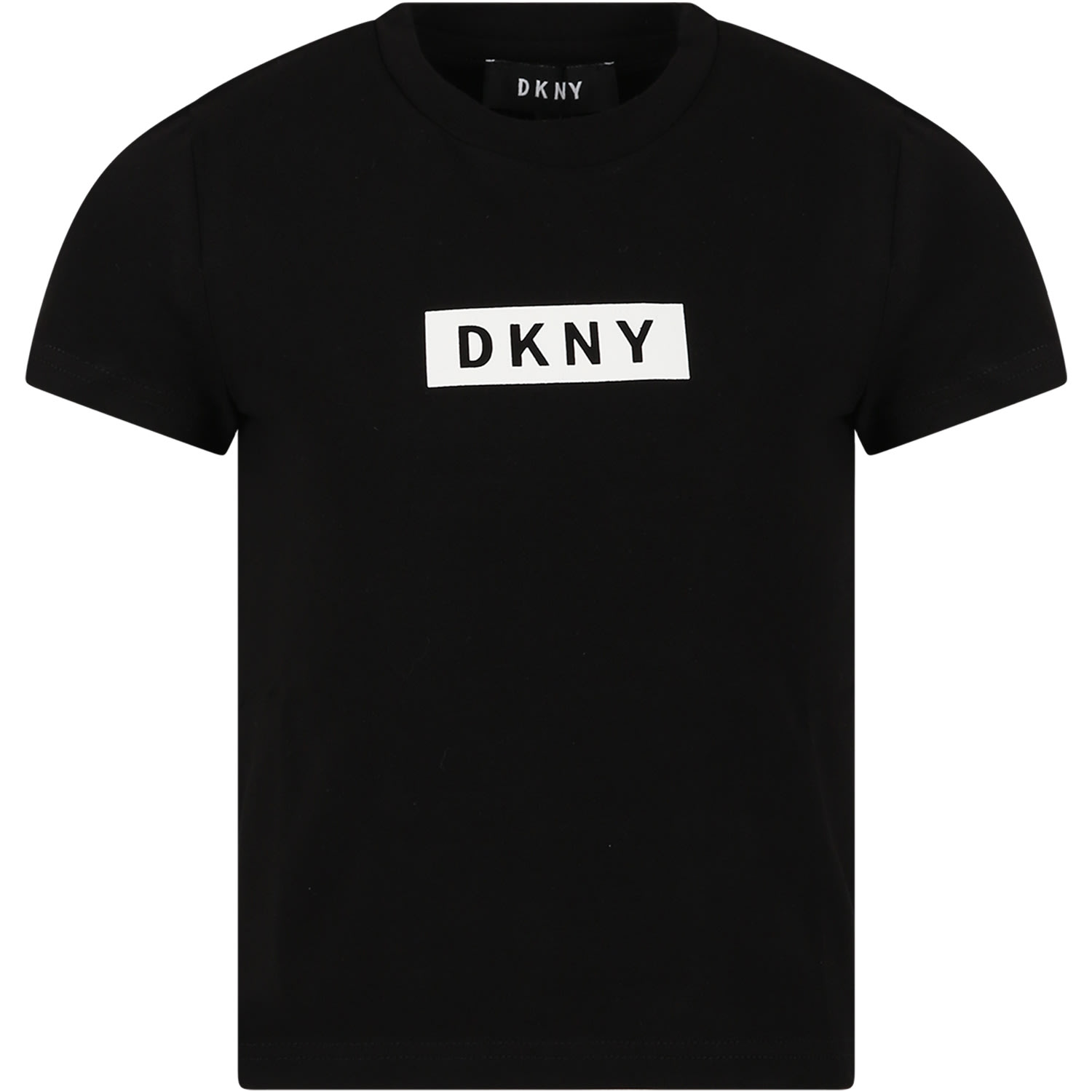 Dkny Kids' Black T-shirt For Girl With Logo