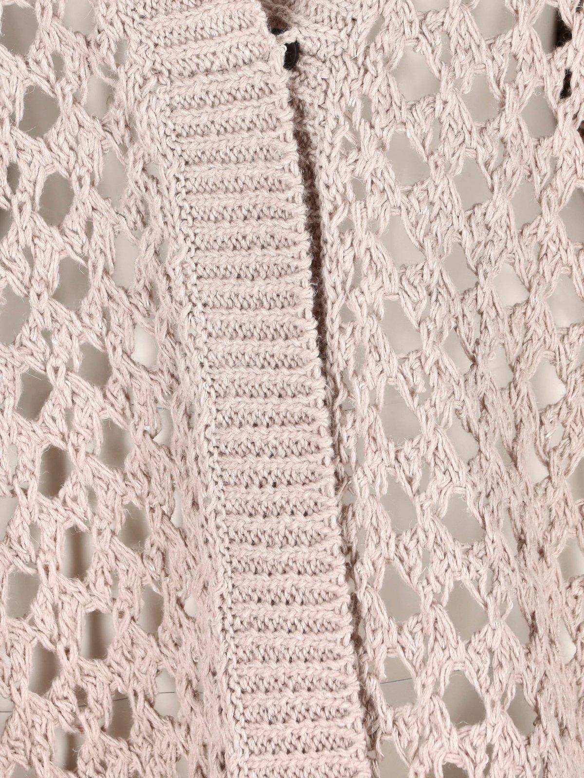 Brunello Cucinelli Open-knit Cardigan In Light Beige
