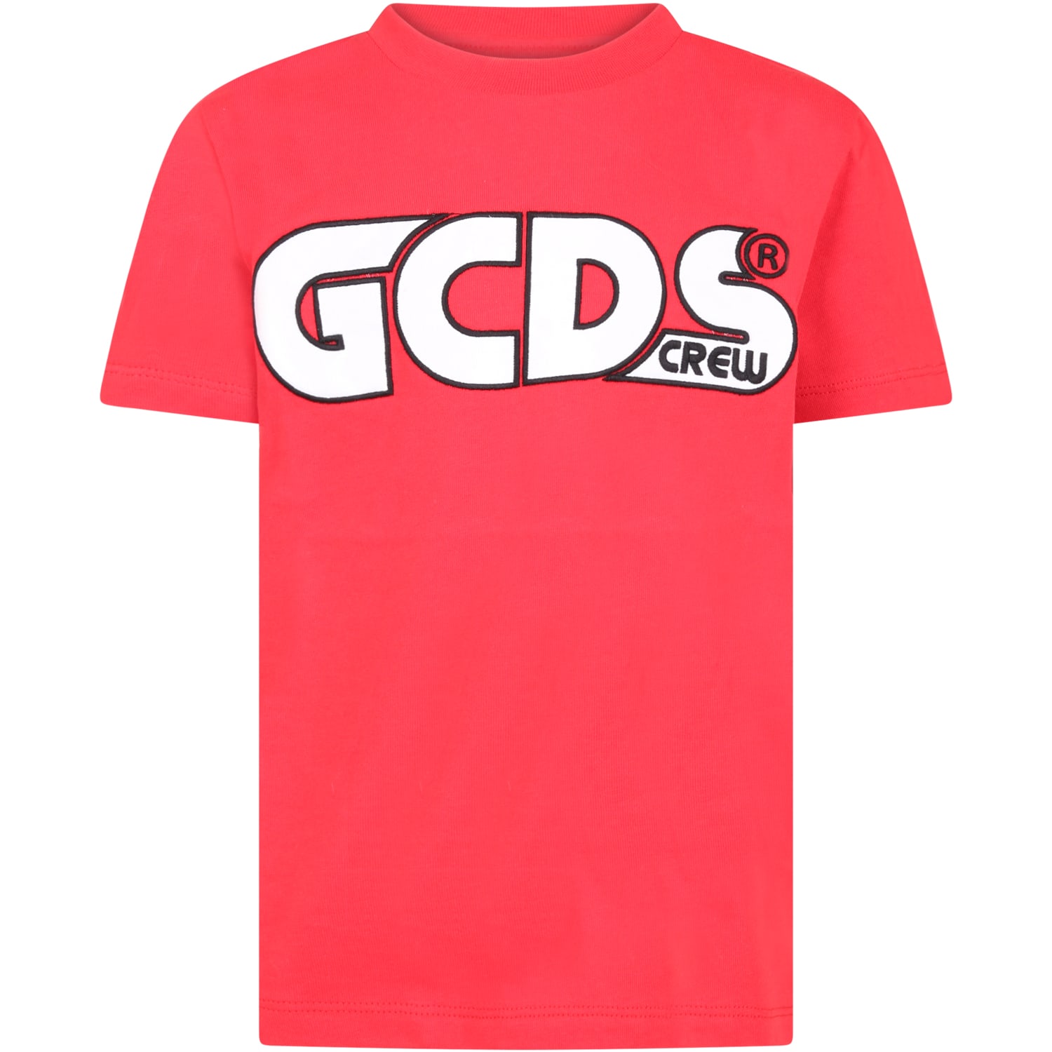 Gcds Red T-shirt For Kids With Logo In Rosso