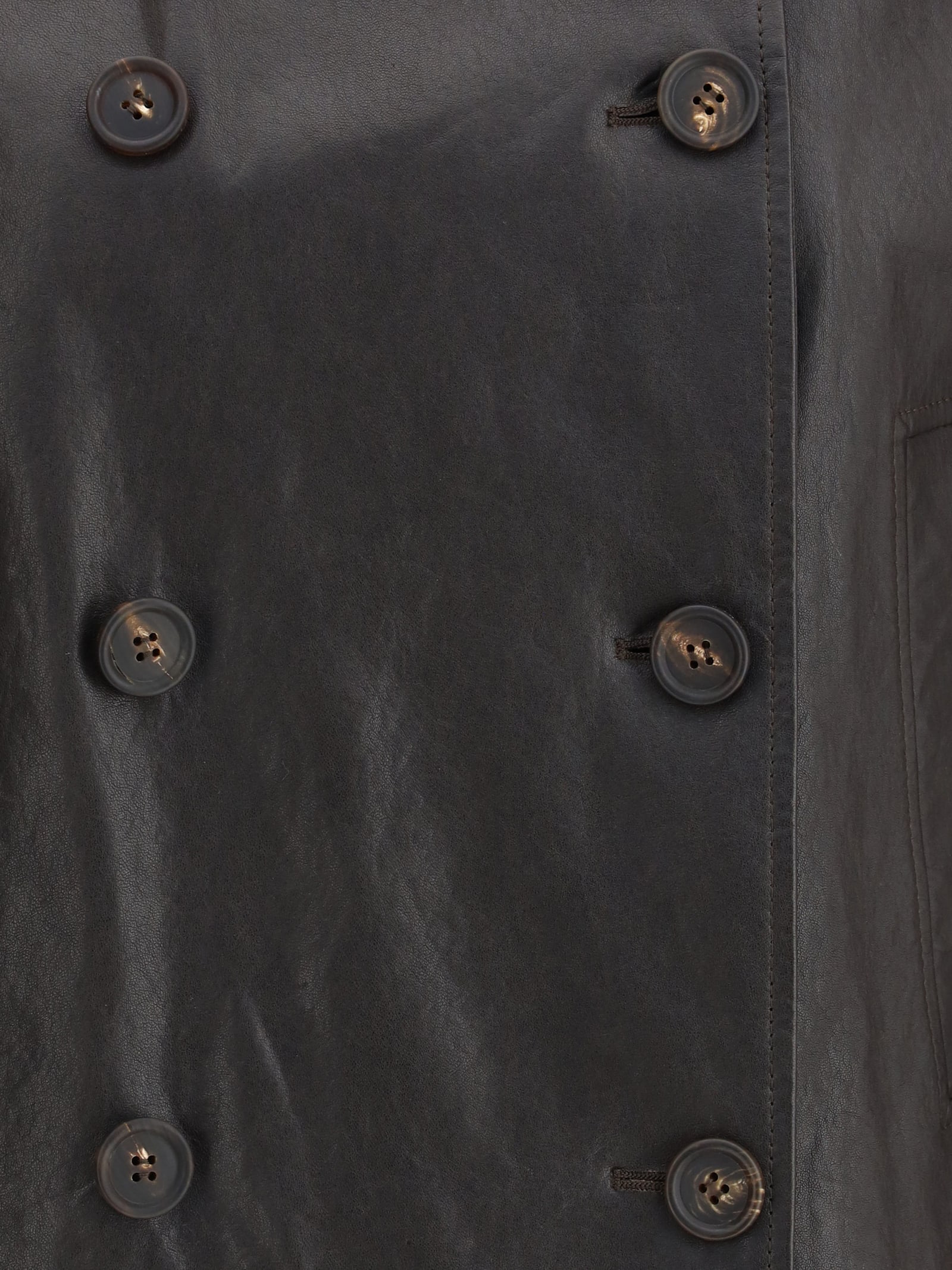 Brunello Cucinelli Leather Jacket In Testa Di Moro