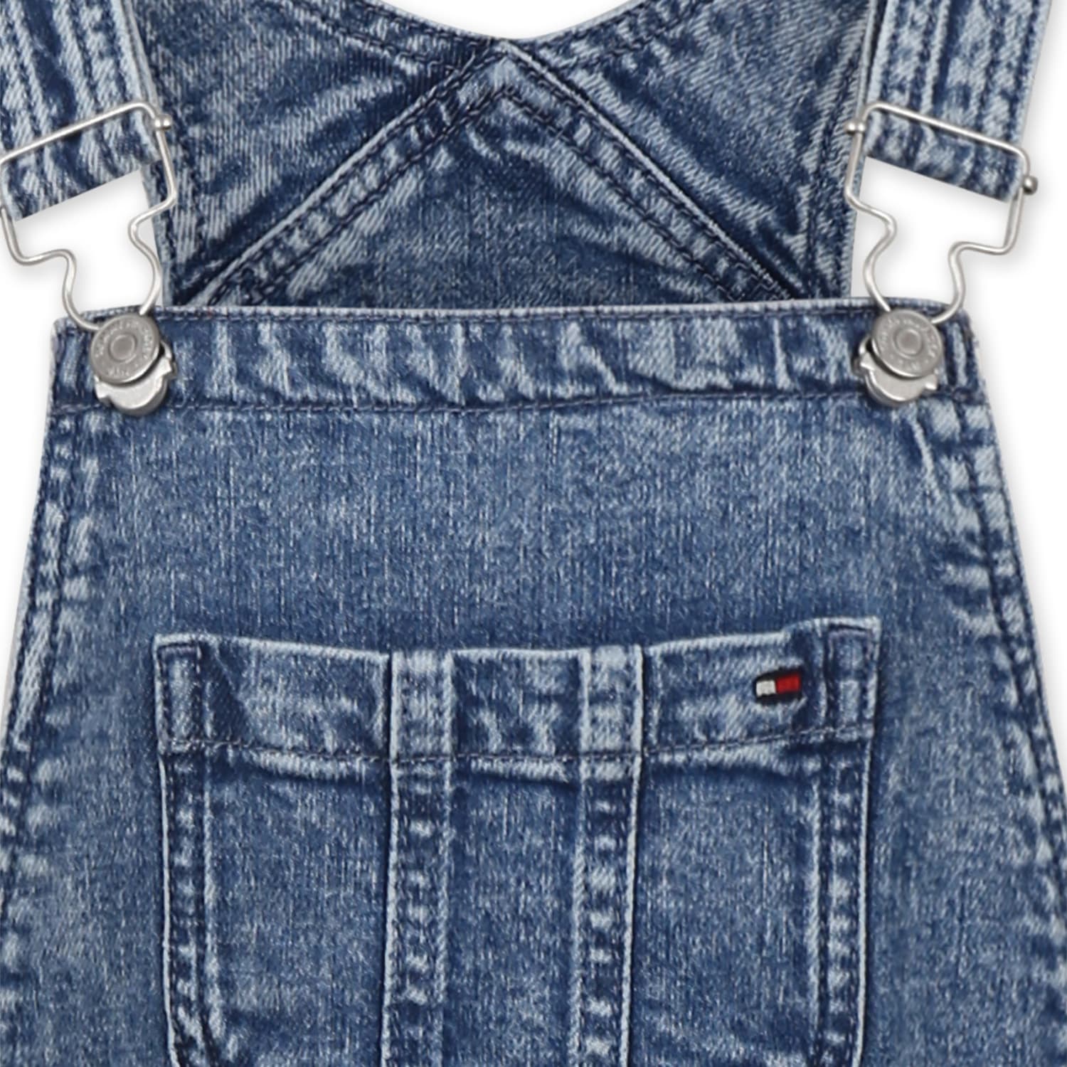 Tommy Hilfiger Denim Babygrow For Kids With Flag In Denim