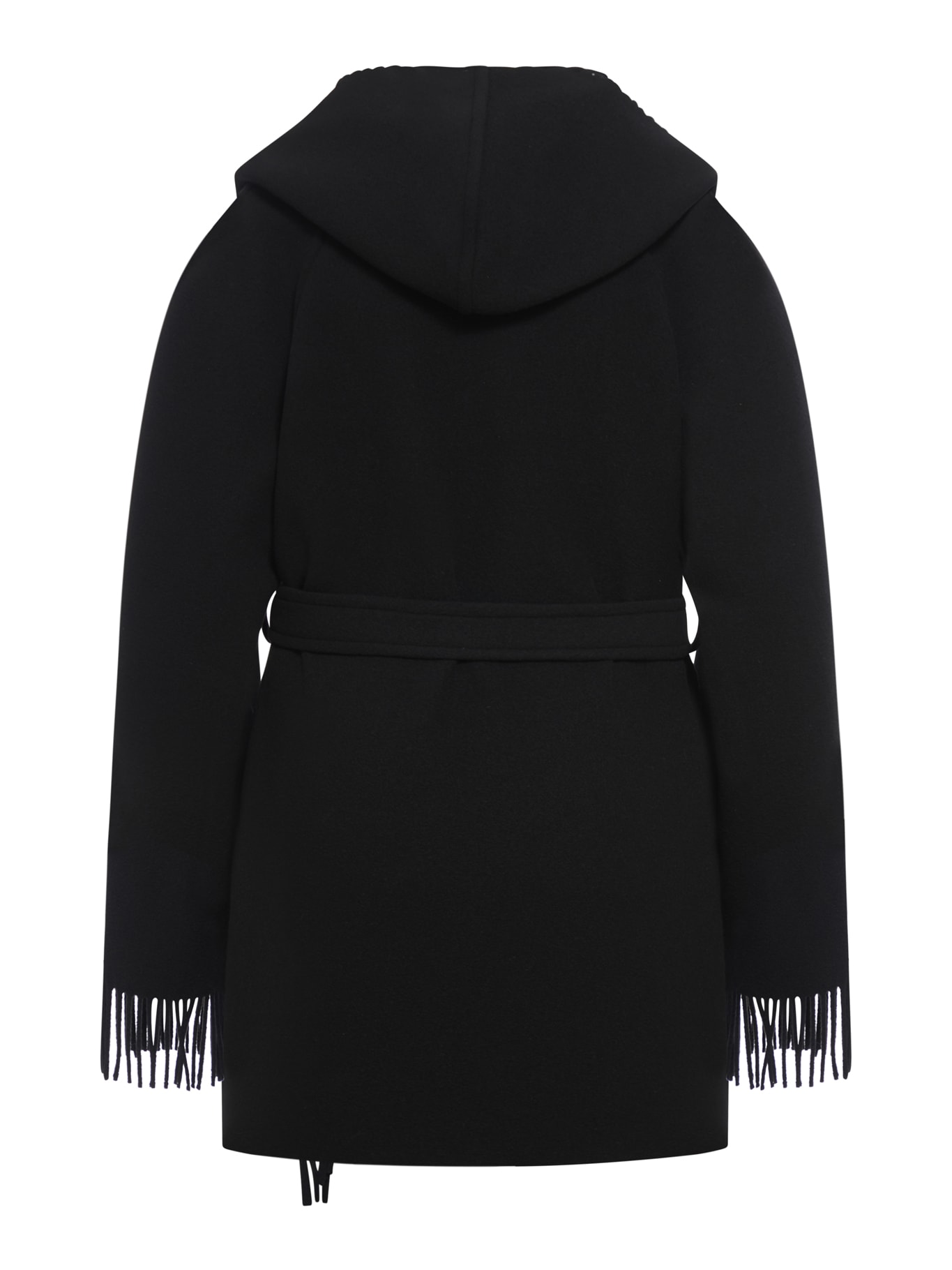 Shop Balenciaga Fringe Jacket Fringed Brushed Wool In Black