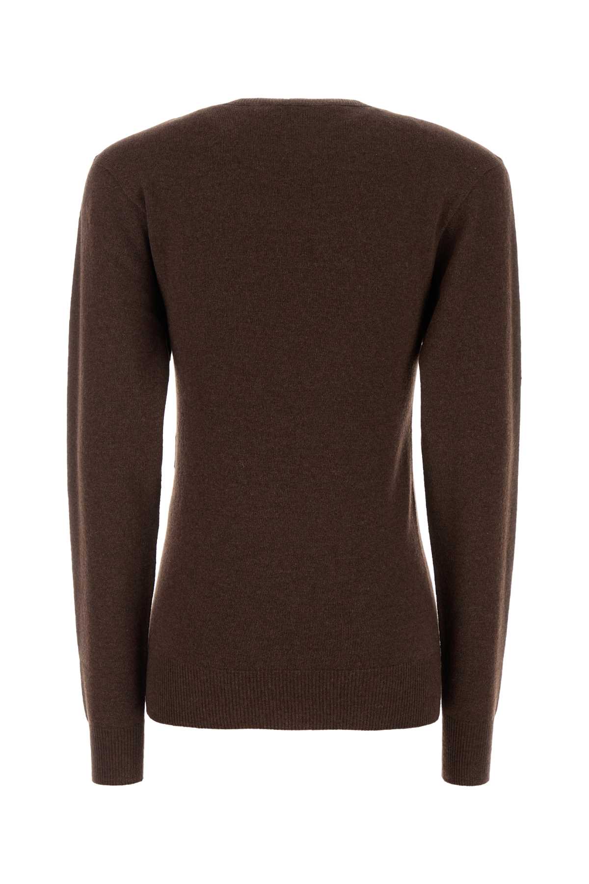 Stella Mccartney Crew Neck Cashmere Blend Sweater In Brown