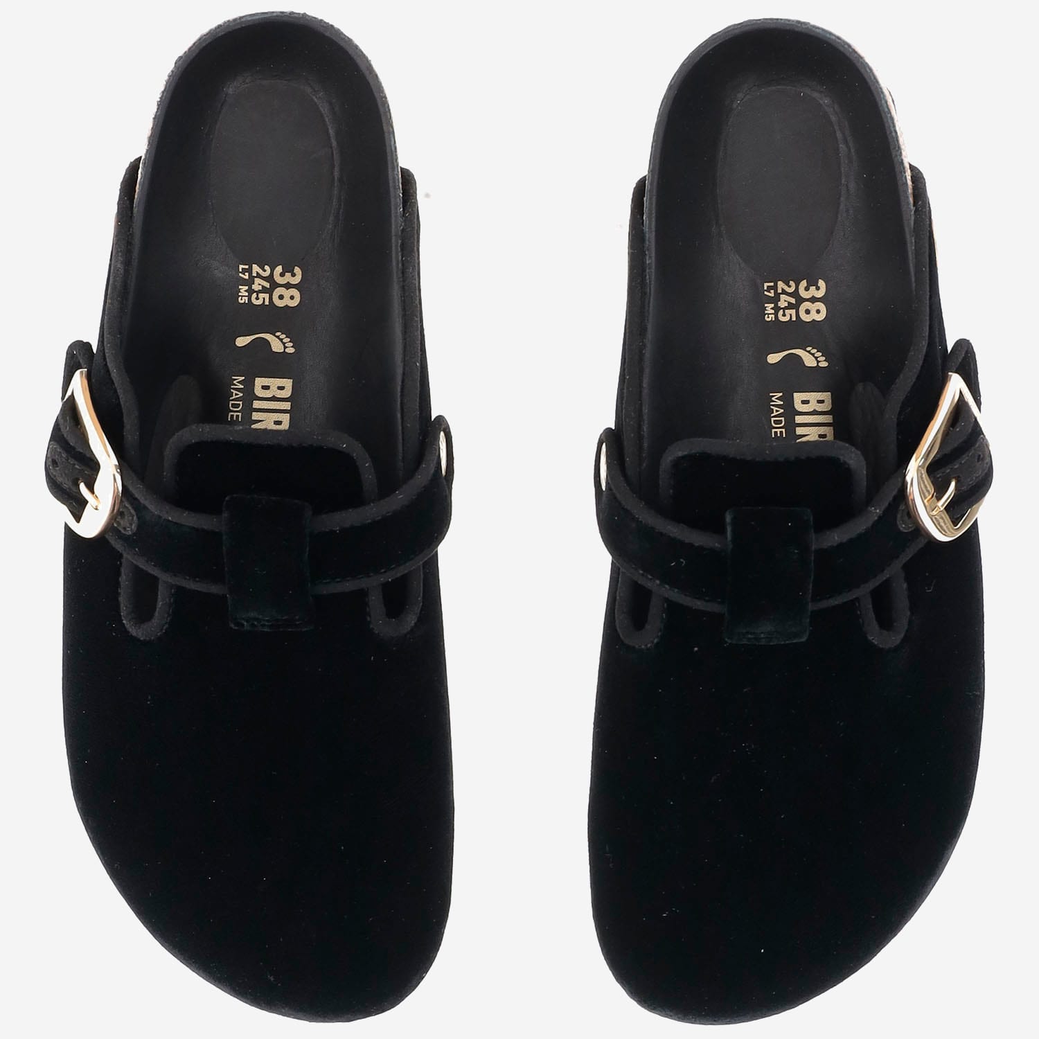 Birkenstock Boston Big Buckle Rivet In Velvet In Black