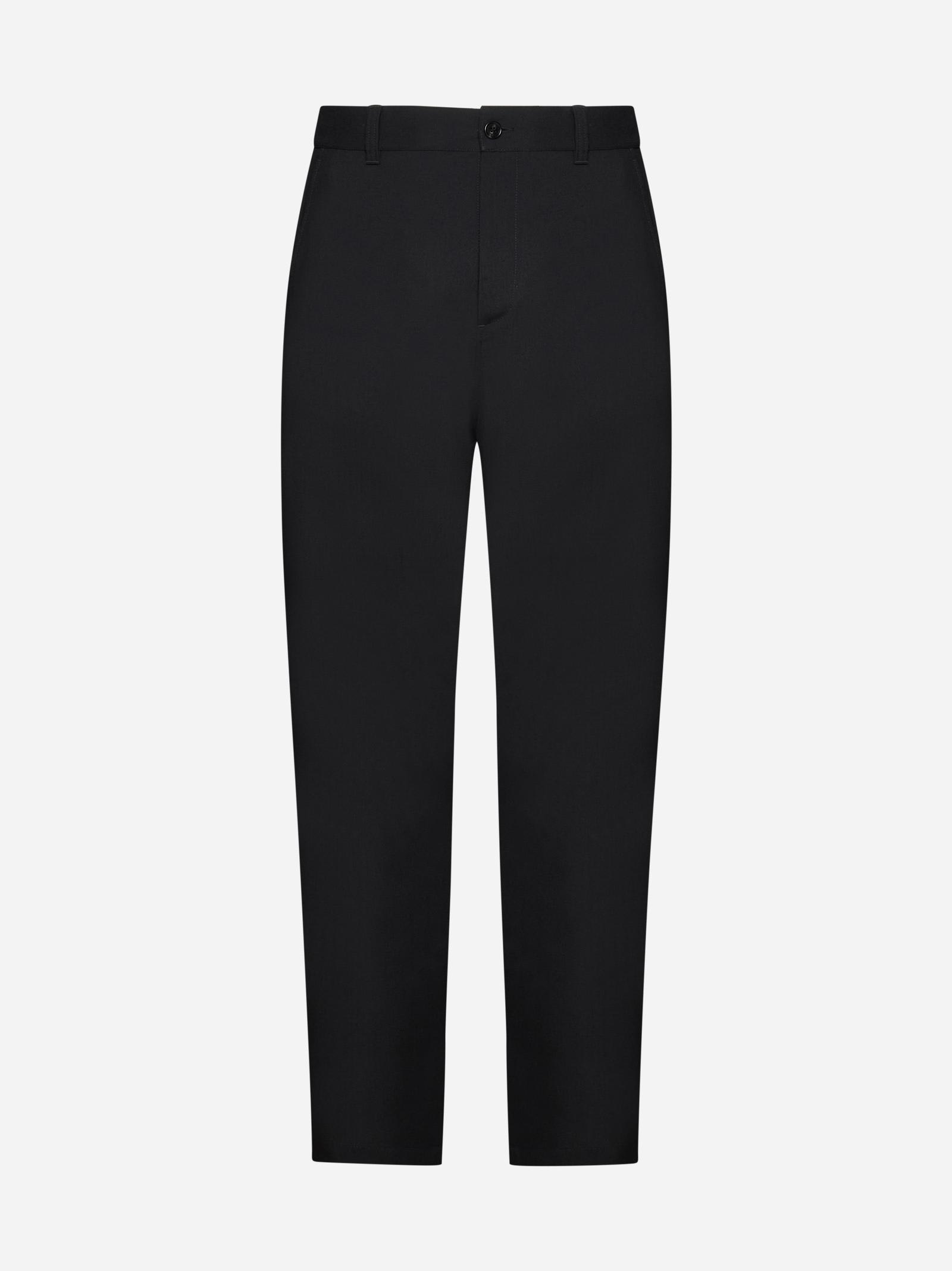 Shop Marni Logo-waistband Wool Trousers In Black