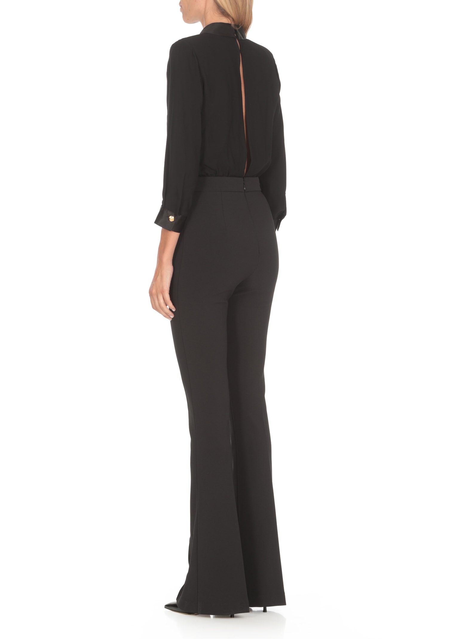 Shop Elisabetta Franchi Viscose And Silk Jumpsuit In Black