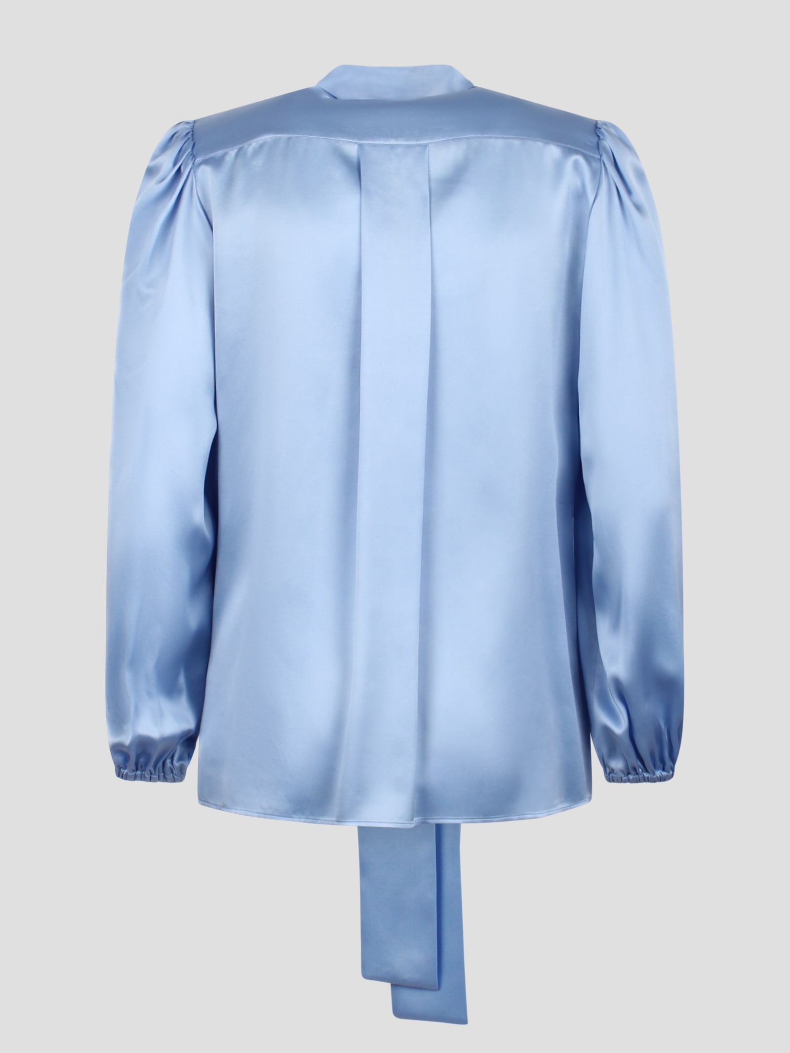 Shop Dolce & Gabbana Silk Satin Shirt With Bow