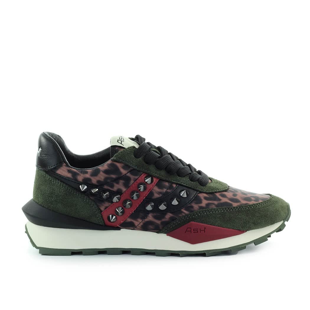 Ash Spider Studs Military Green Leopard Sneaker