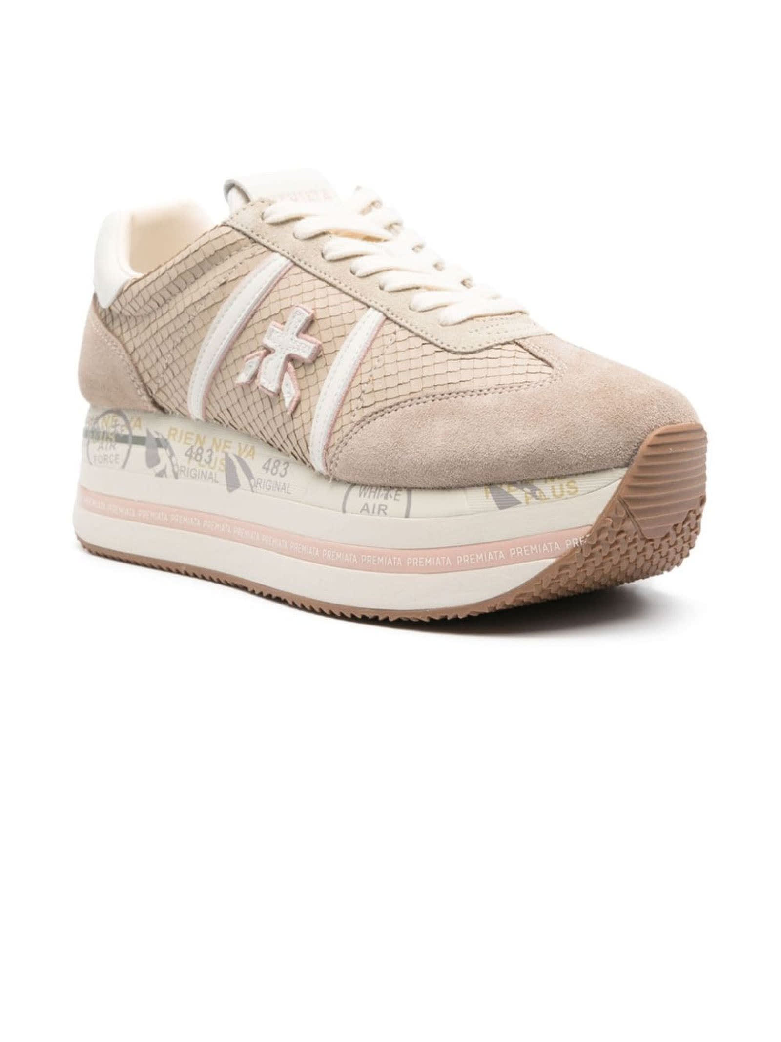 Shop Premiata Beige Beth Sneakers