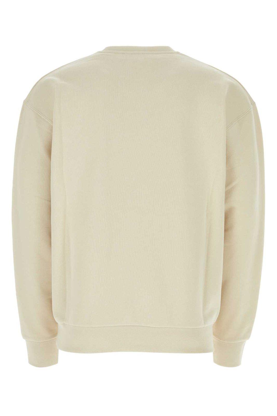 Shop Jw Anderson Logo Embroidered Crewneck Sweatshirt In Beige