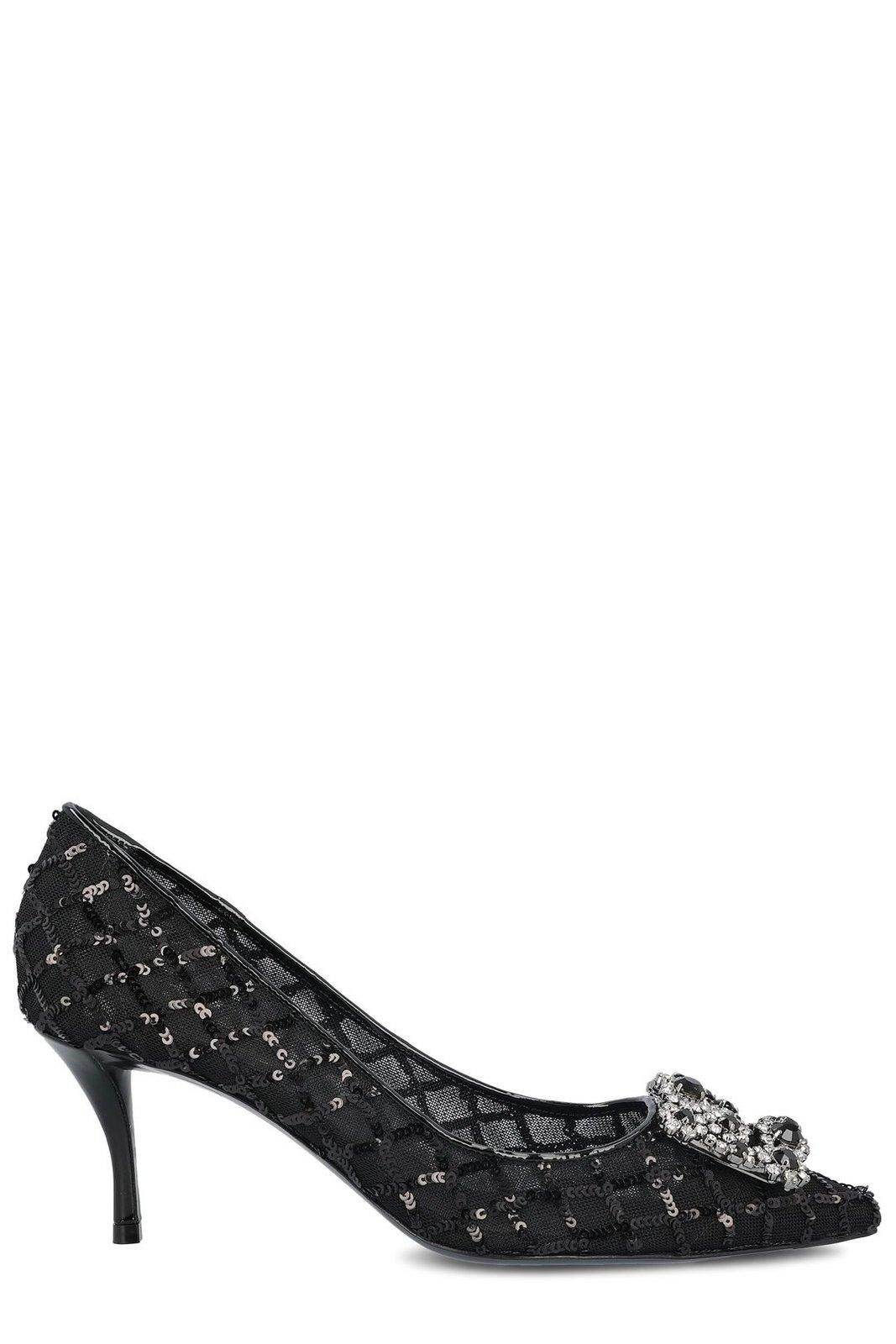 Squin Embellished Slip-on Pumps