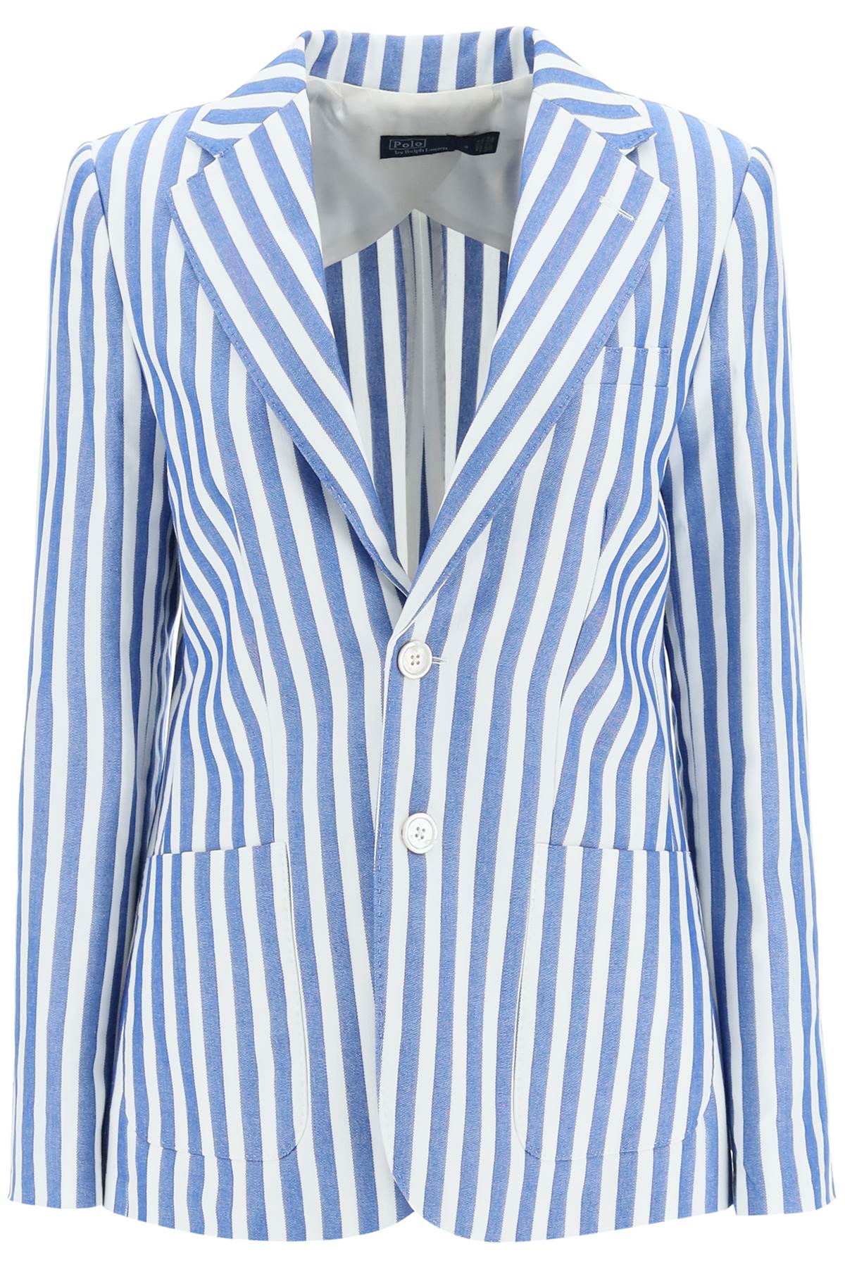 Shop Polo Ralph Lauren Striped Blazer In Blue White Awning Stripe (white)