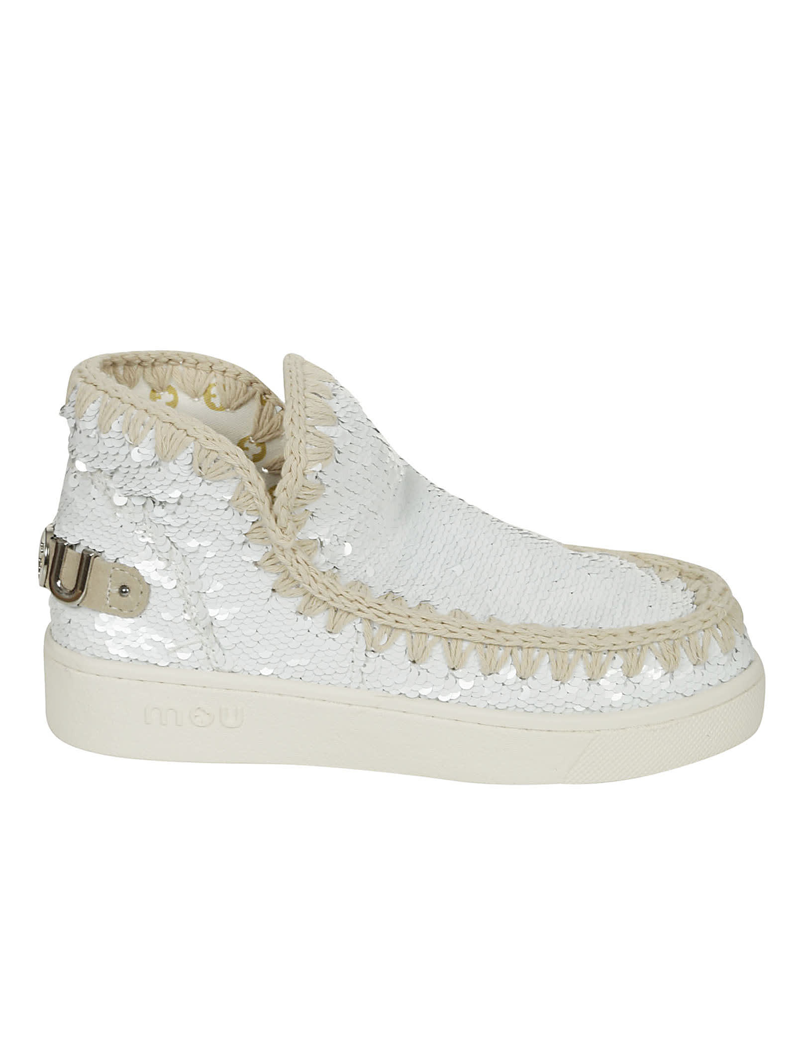 Eskimo New Low Heels Ankle Boots In White Synthetic Fibers