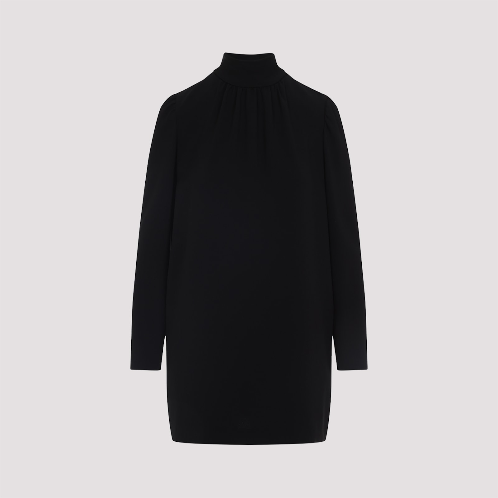 Max Mara Stand-up Collar Mini Dress With Long Sleeves In Black