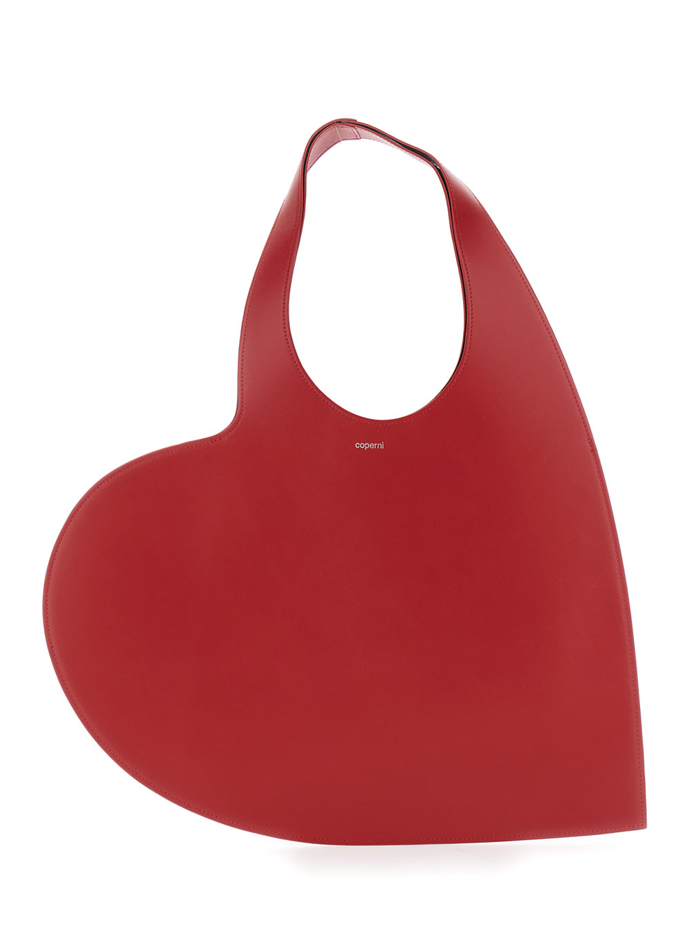 Coperni Red Heart-shaped Handbag With Embossed Logo Lettering On The Front In Leather Woman In Red