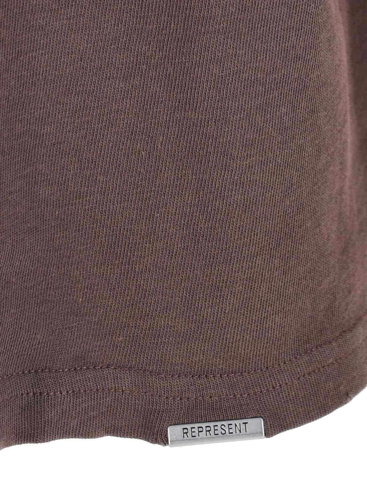 Represent Legacy Crest Cotton T-shirt With Distressed Effect In Brown