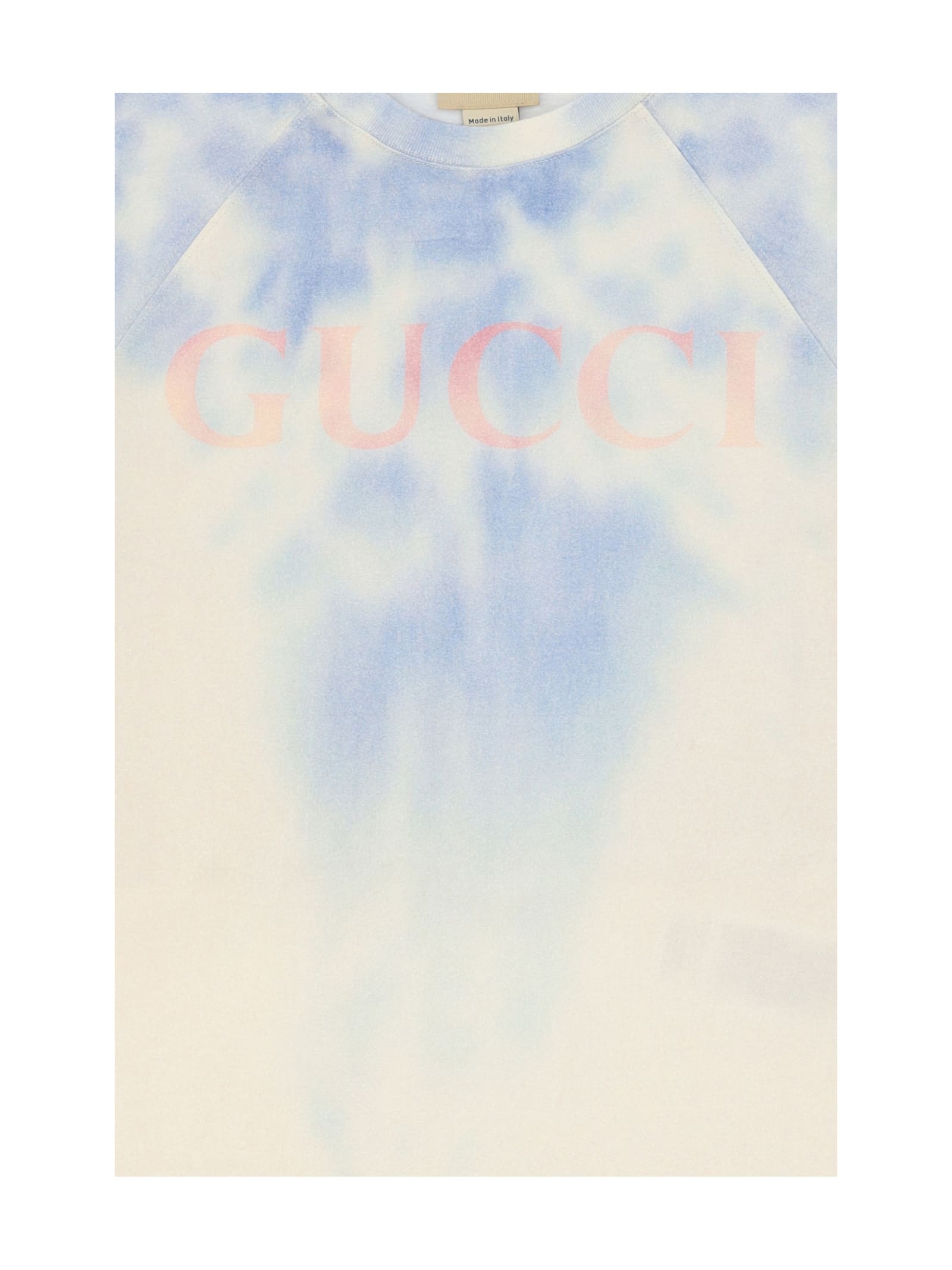 Shop Gucci T-shirt For Boy In Dusty White/blue