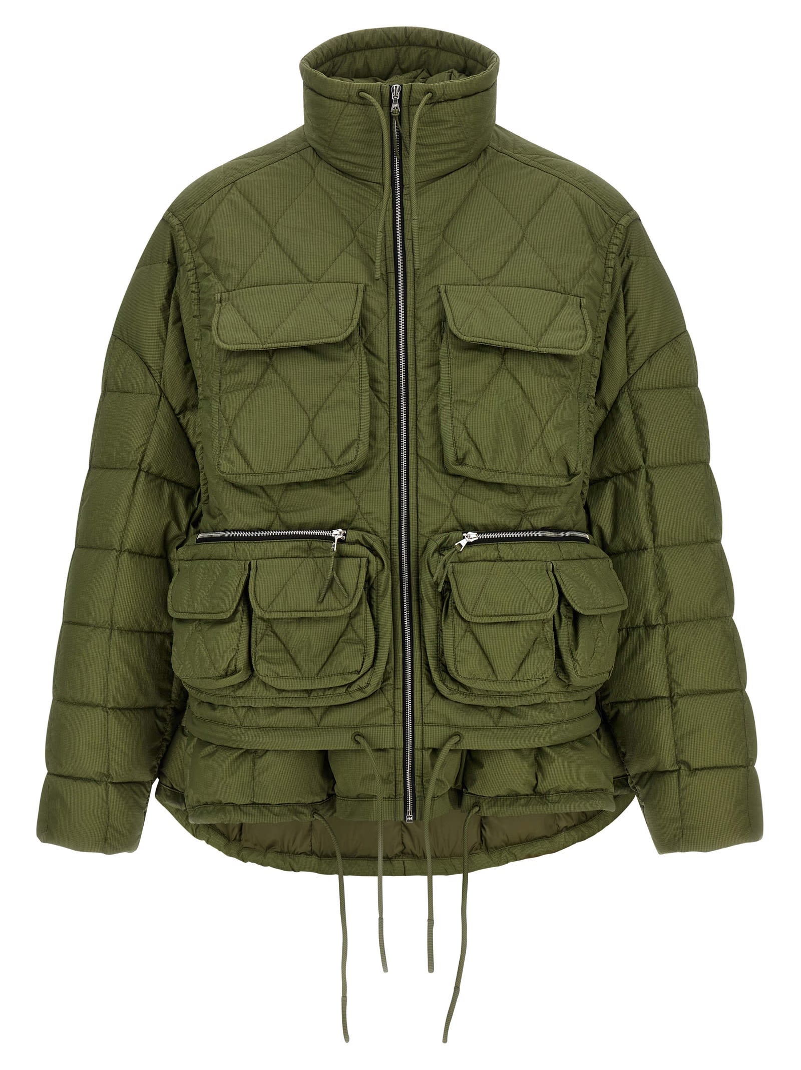 Ienki Ienki High Neck Padded Nylon Jacket In Green