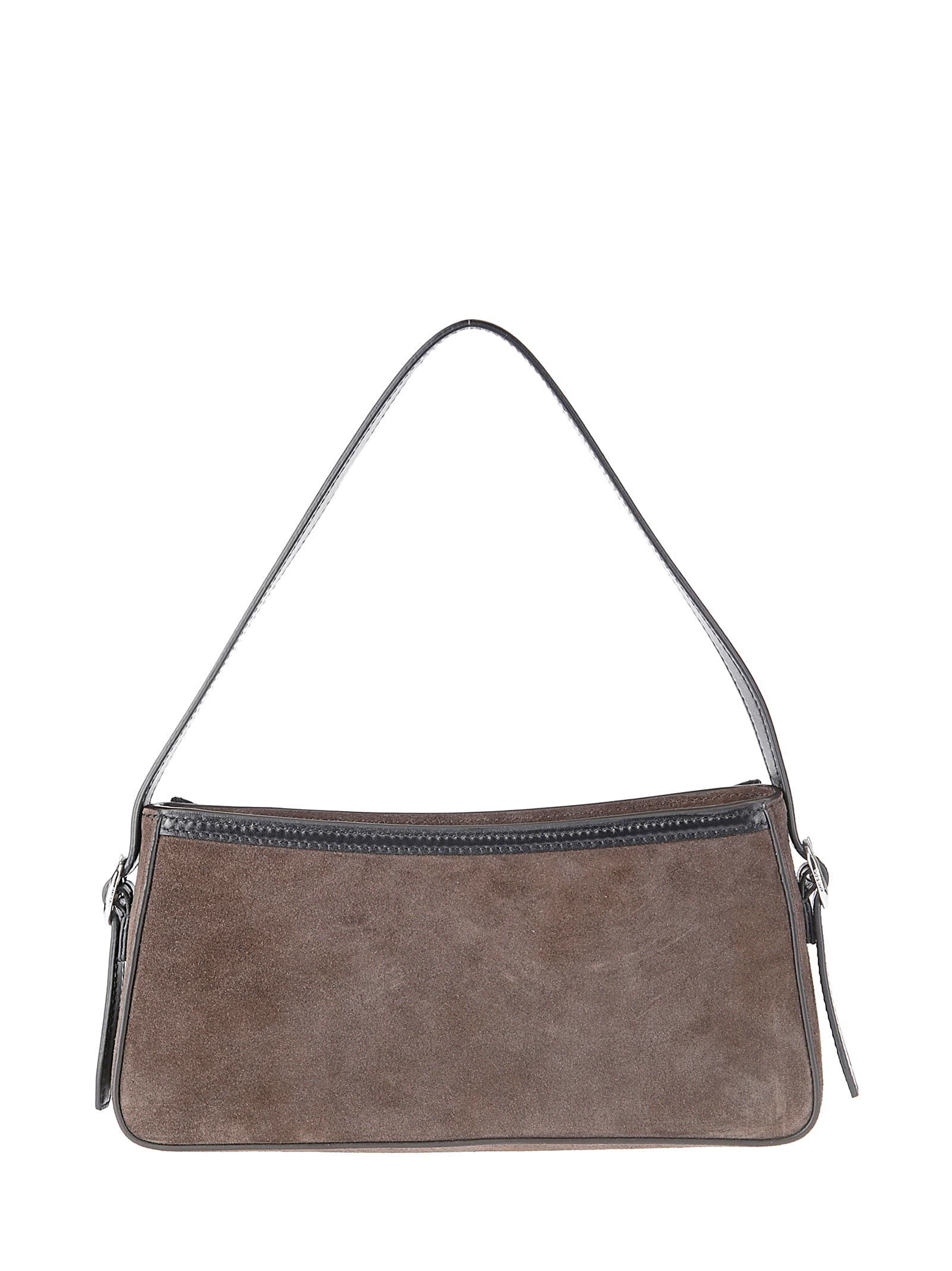 Shop Coperni Suede Belt Baguette Bag In Brown