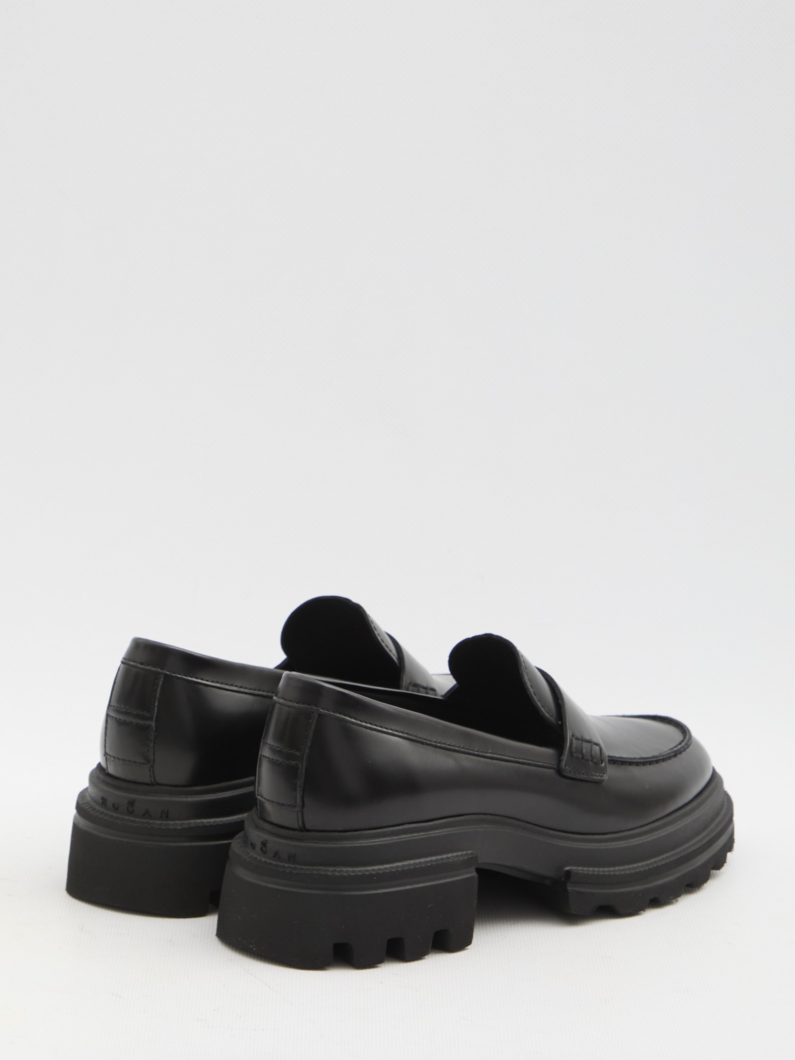 Shop Hogan H674 Loafers In Black