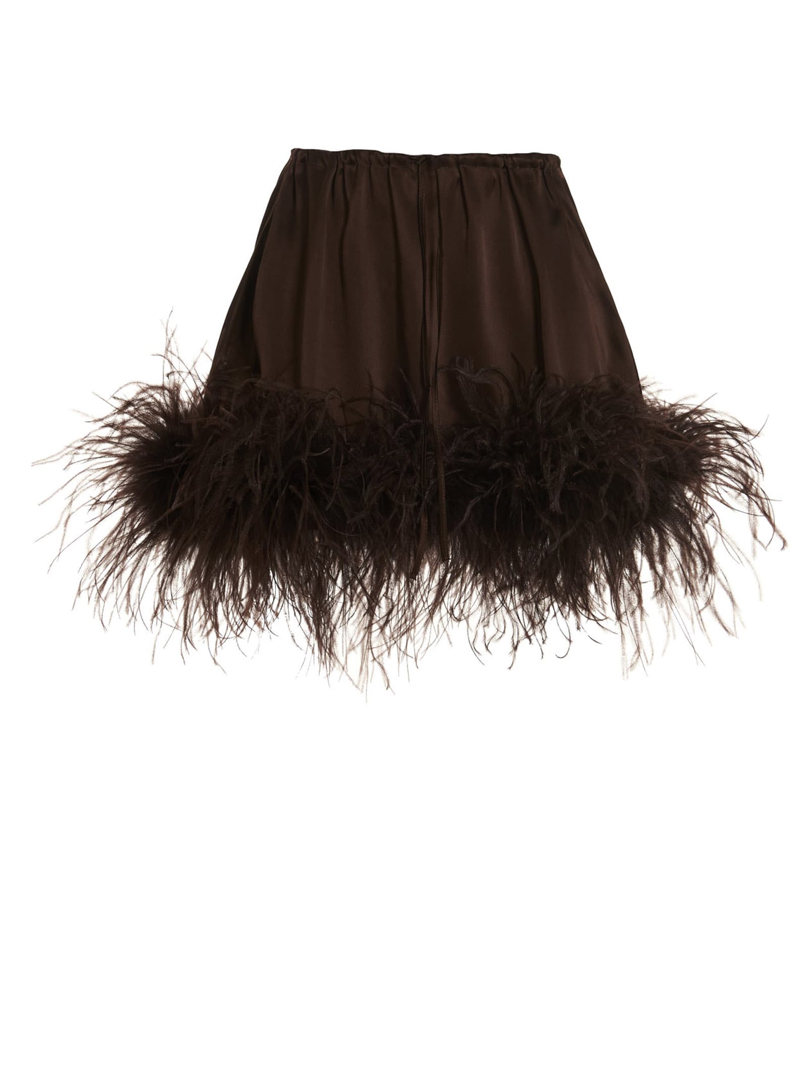 OSEREE FEATHER SILK SKIRT