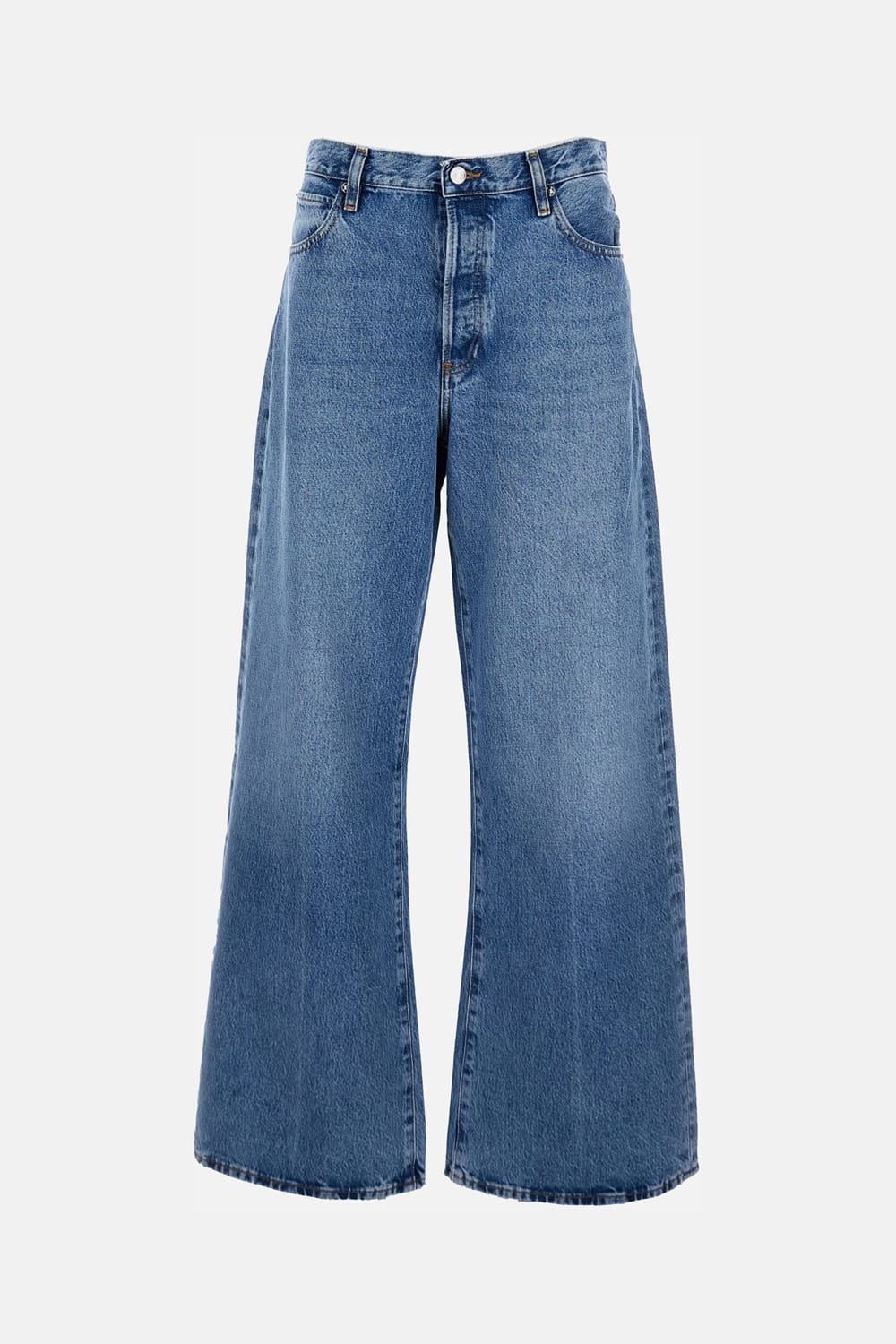 Frame Loose Mid-rise Wide-leg Jeans In Blue