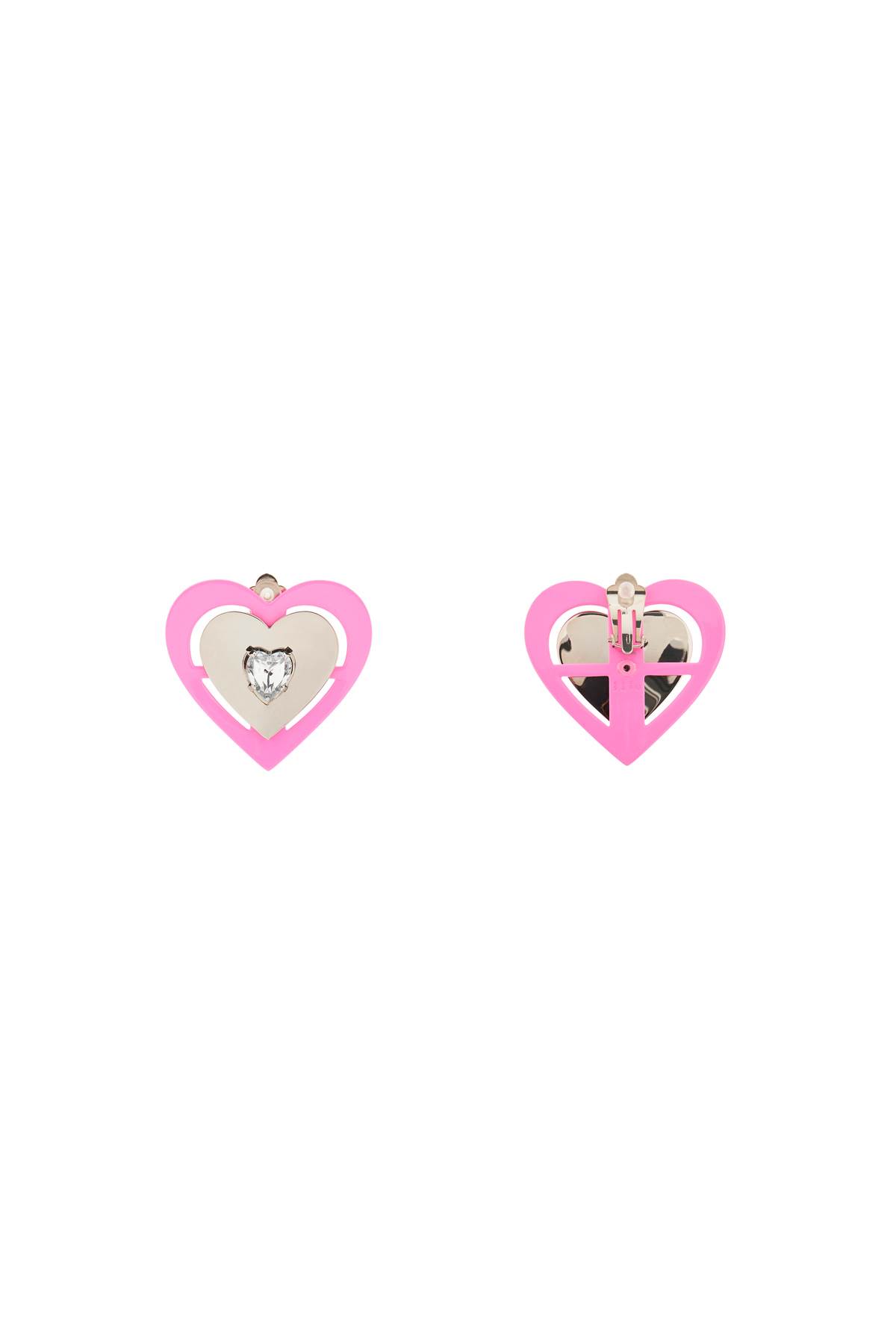 Shop Safsafu Pink Neon Heart Clip-on Earrings In Pink (silver)