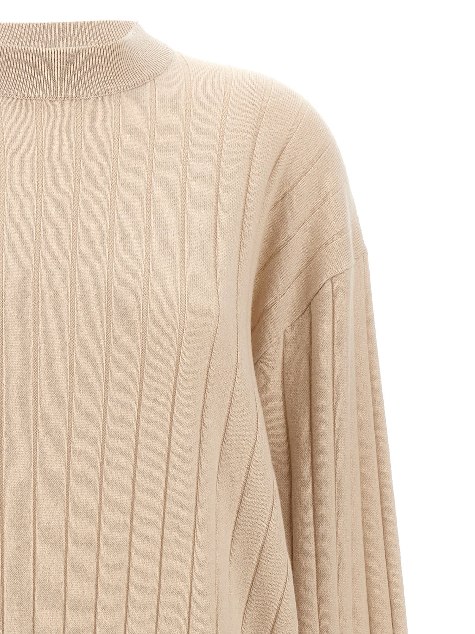 Shop Brunello Cucinelli Ribbed Sweater In Beige