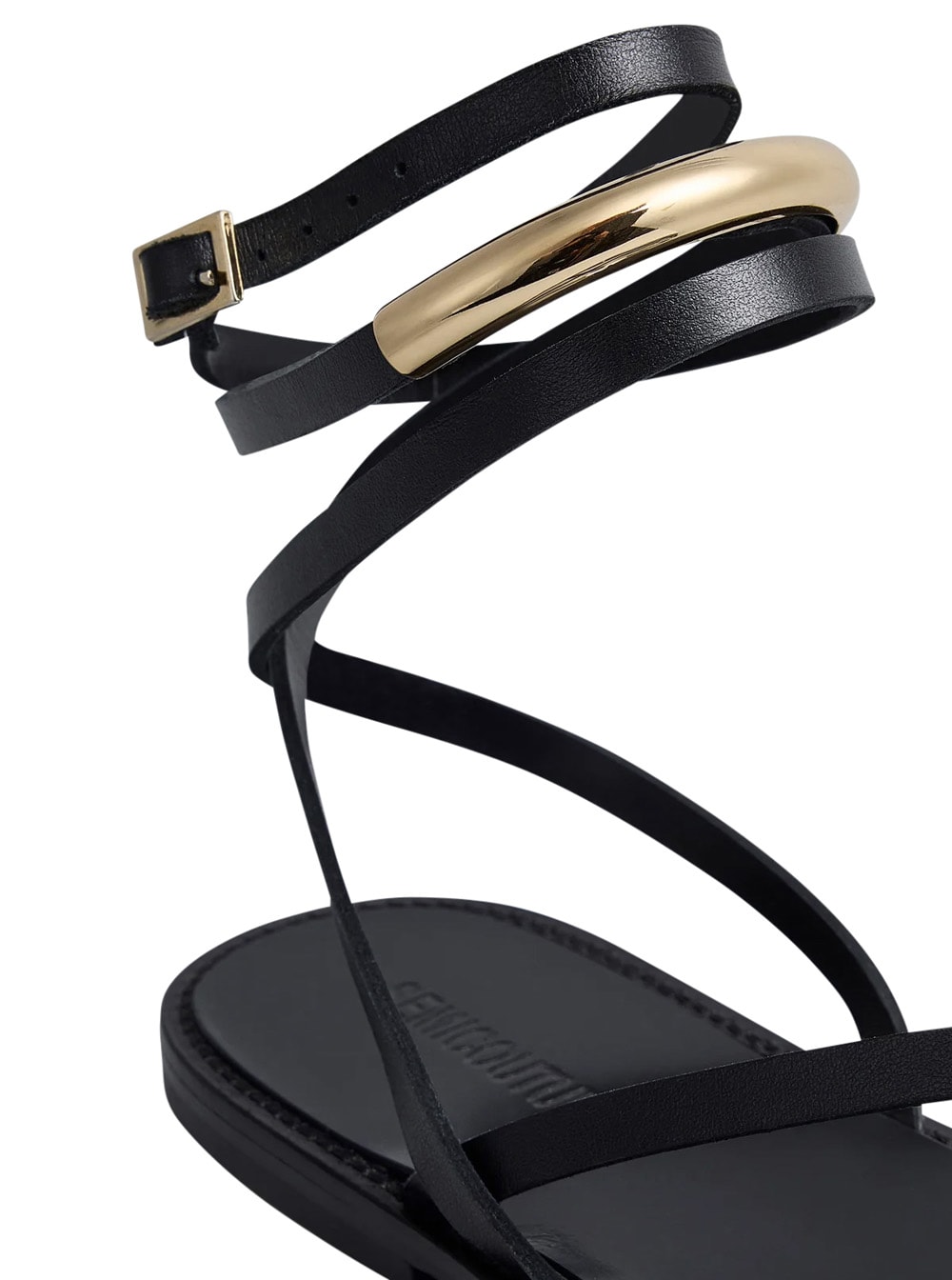 Shop Semicouture Black Sandals With Adjustable Ankle Strap In Leather Woman