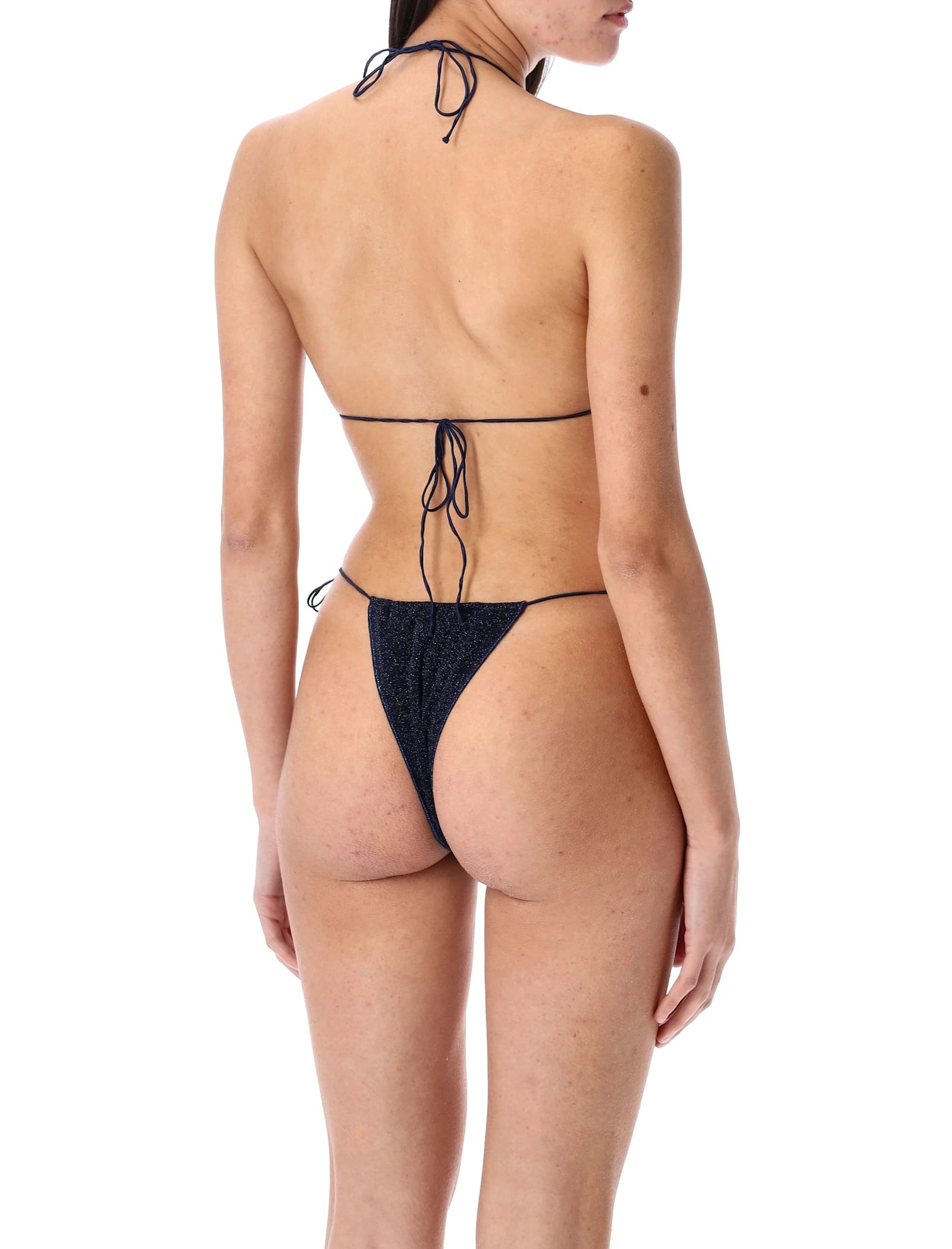 Oseree Lumiere Lame' Jersey Bikini In Night Blue