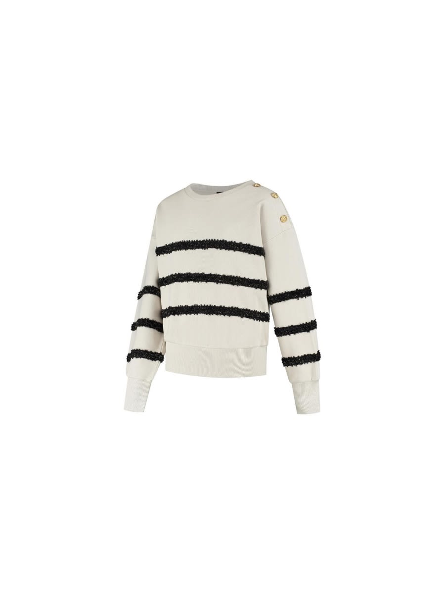 Balmain Striped Sweater In Gray
