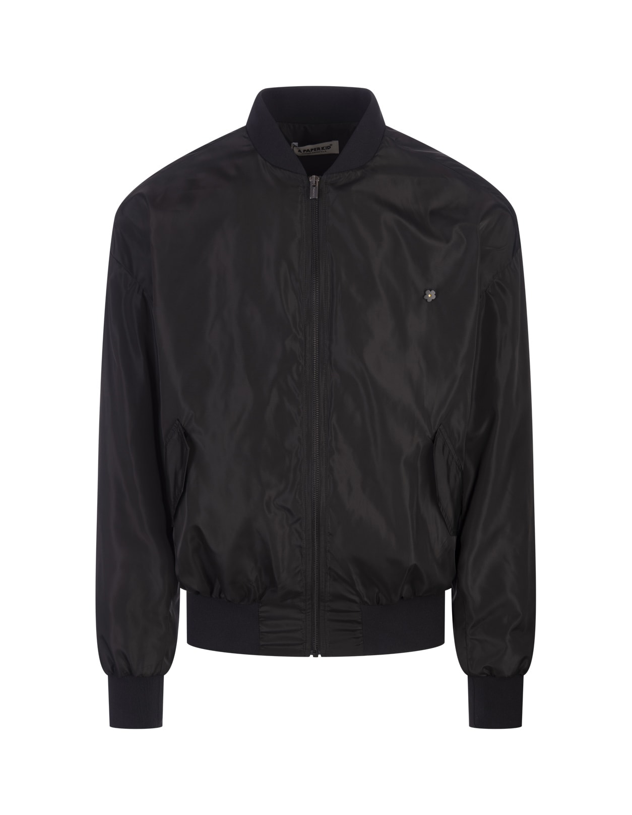Shop A Paper Kid Black Technical Fabric Bomber Jacket With Logo