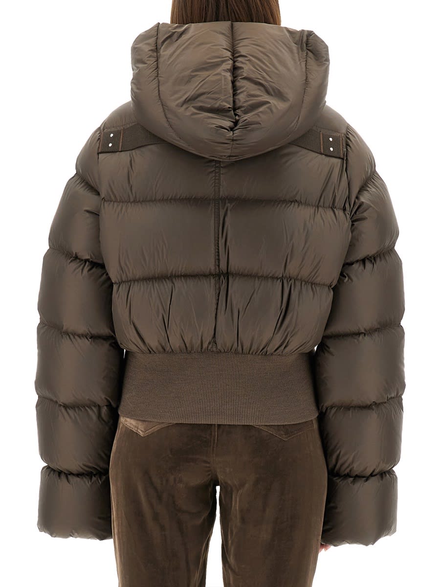 Rick Owens Down Jacket With Hood In Brown