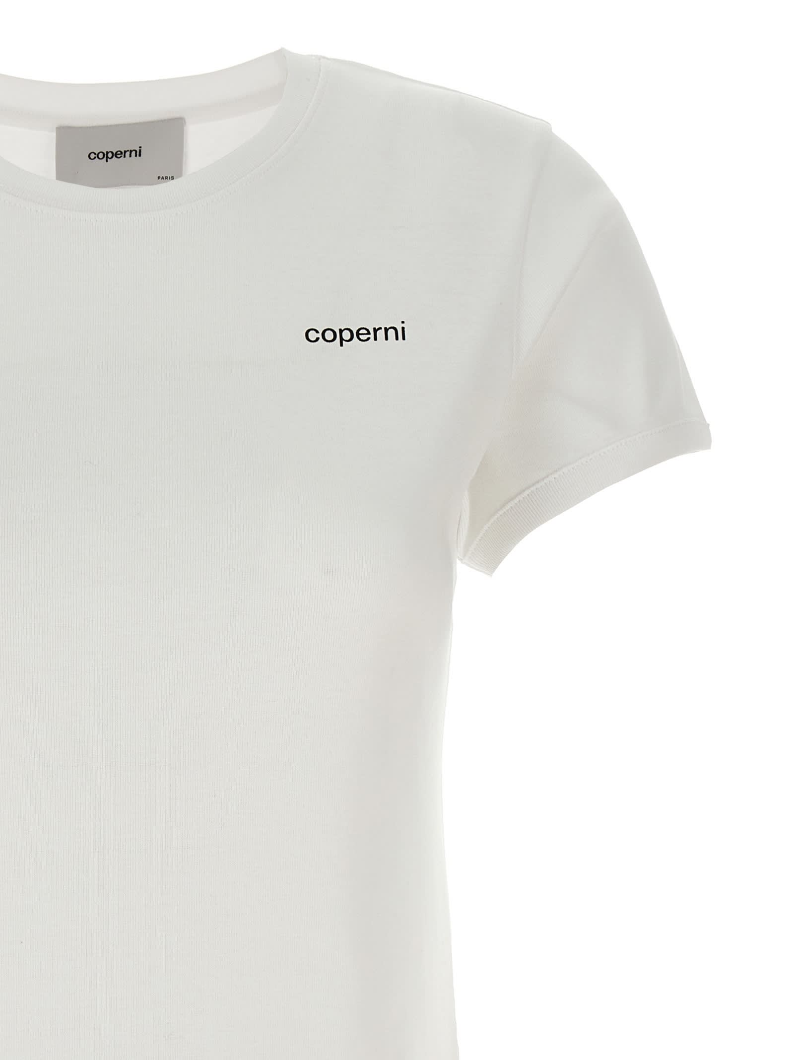 Coperni Crew Neck Ribbed Profiles Short Sleeves Cotton T-shirt In White