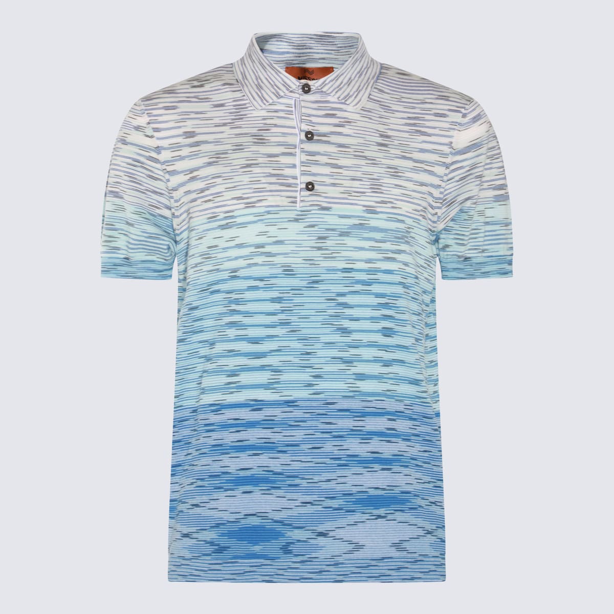 Shop Missoni Blue Multicolour Cotton Polo Shirt