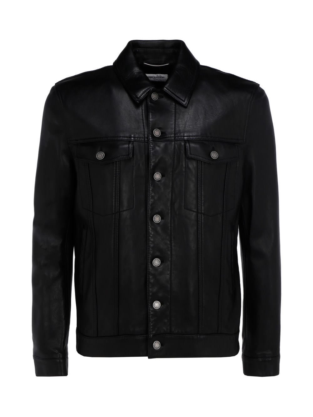 Saint Laurent Leather Jacket In Black