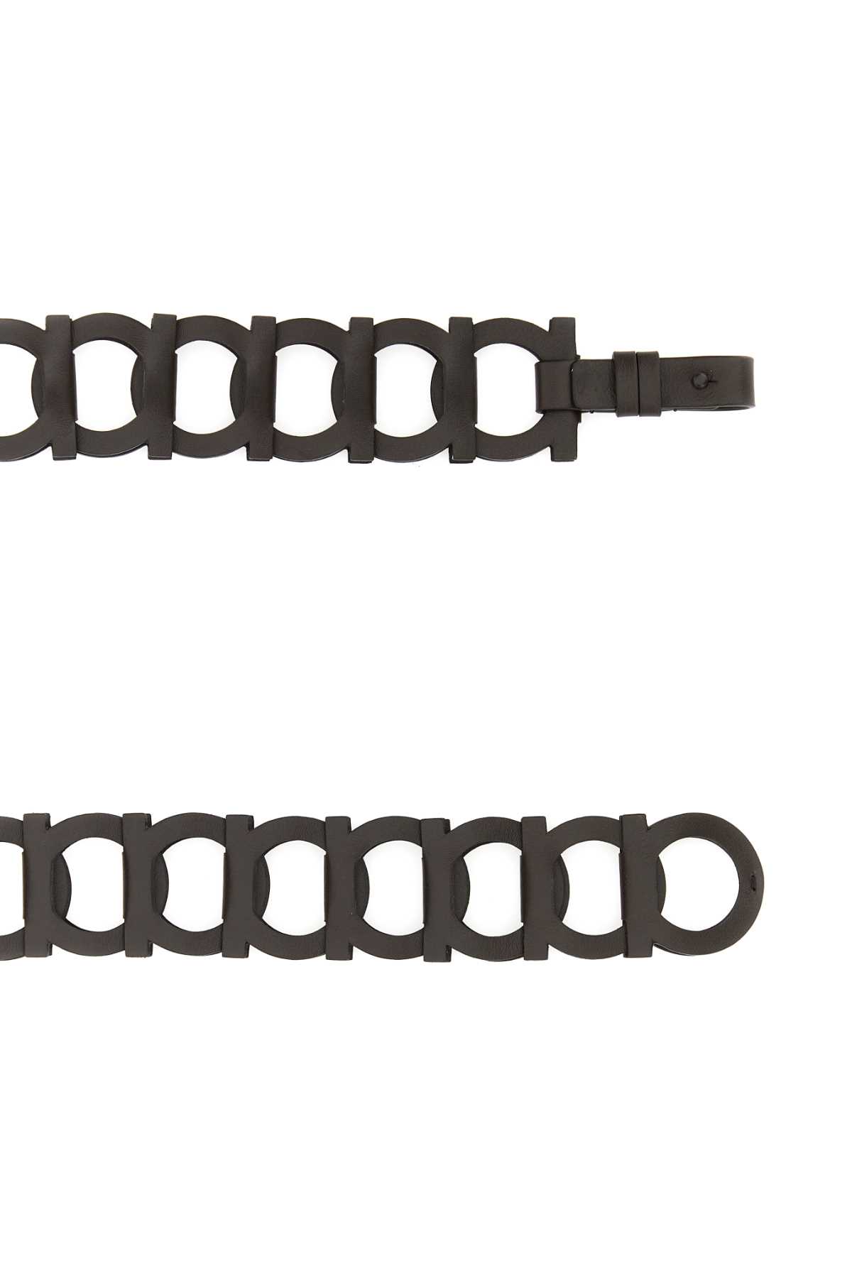 Ferragamo Leather Belt Adjustable Interlocking Design In Black