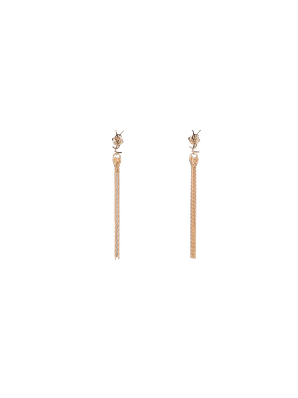 Shop Saint Laurent Cassandre Tassel Earrings In Dore