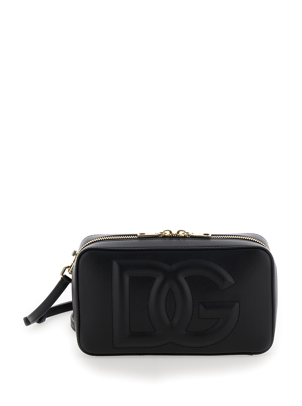 Shop Dolce & Gabbana Black Crossbody Bag With Quilted Logo In Leather Woman