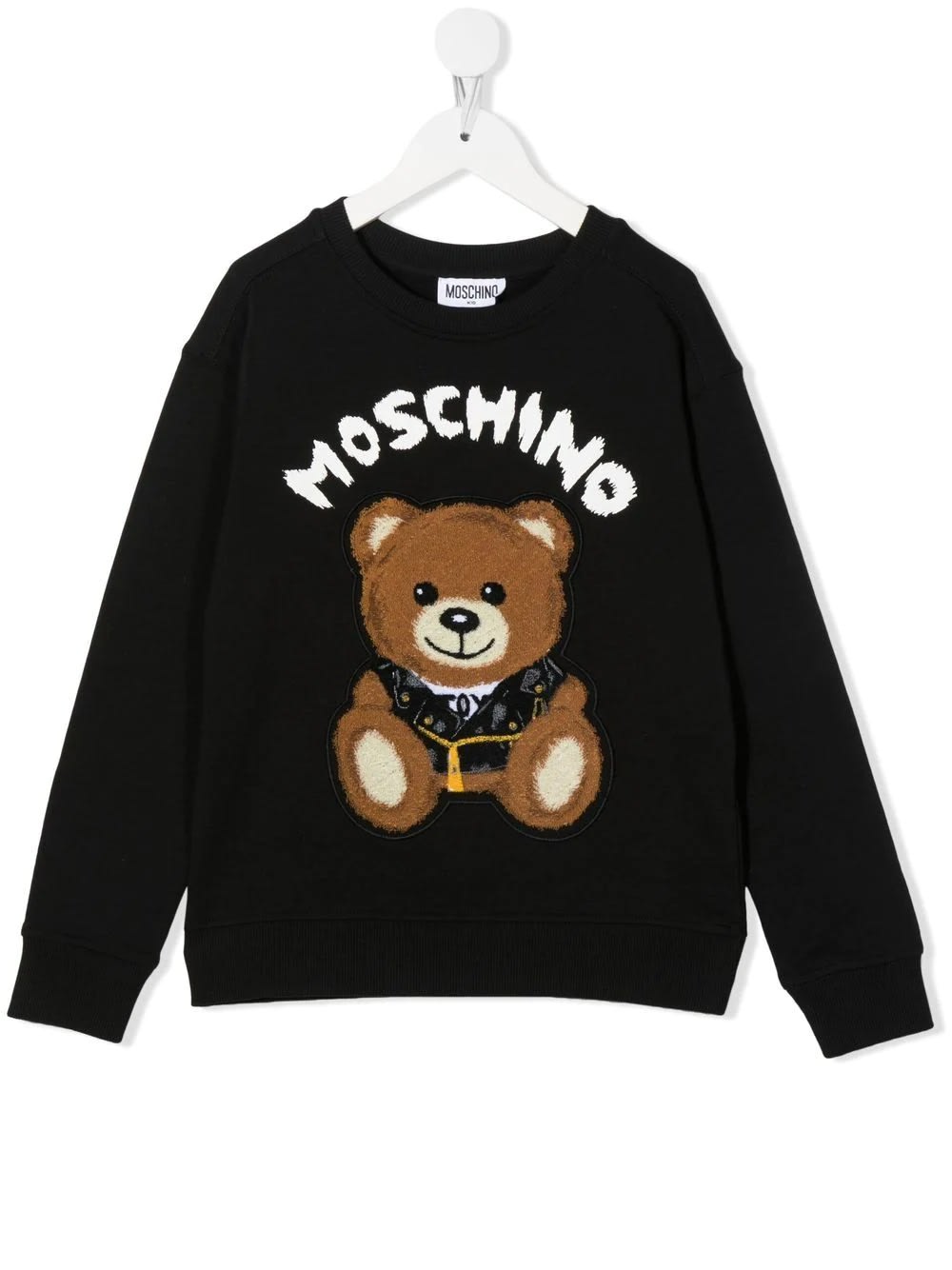 Kids Black Sweatshirt With Moschino Teddy Bear Embroidery