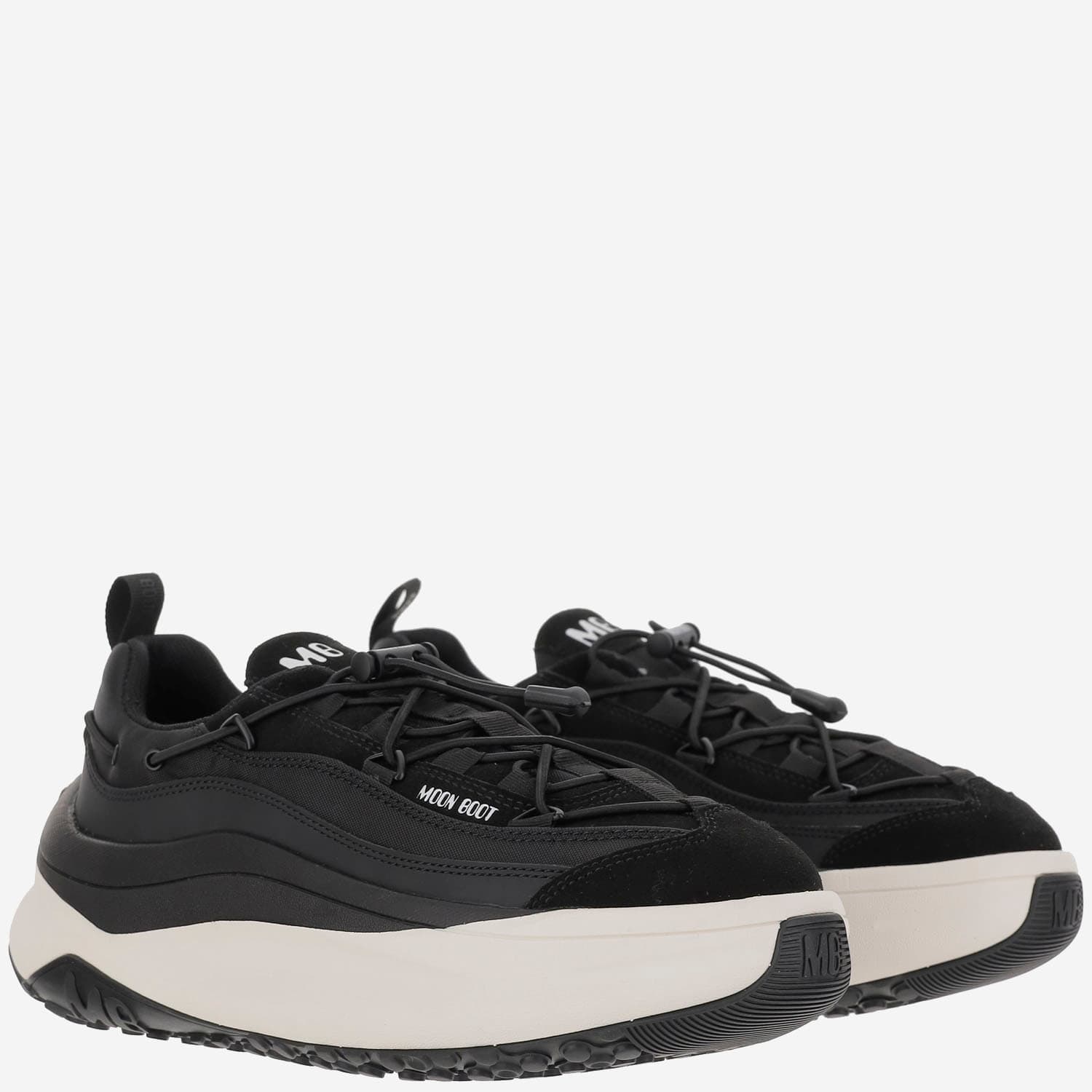 Moon Boot Blackwhite Round Toe Sneakers In Black