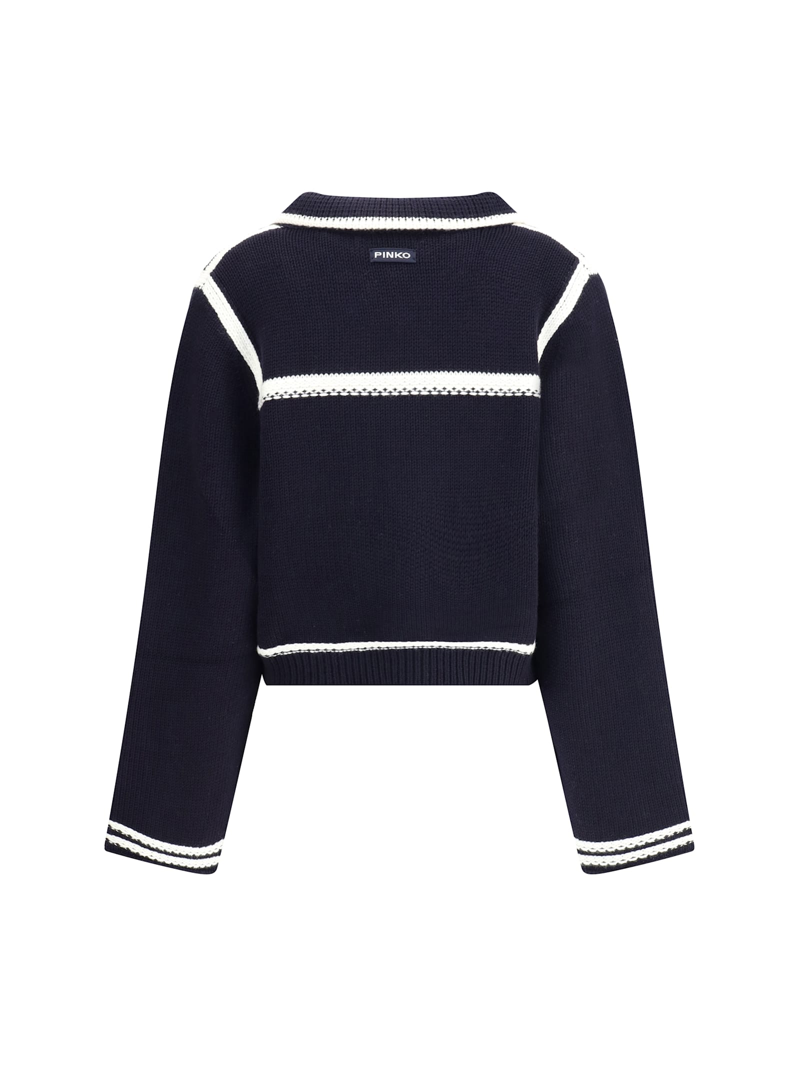 Pinko Sulcis Wool Collared Cardigan Sweater In Blue