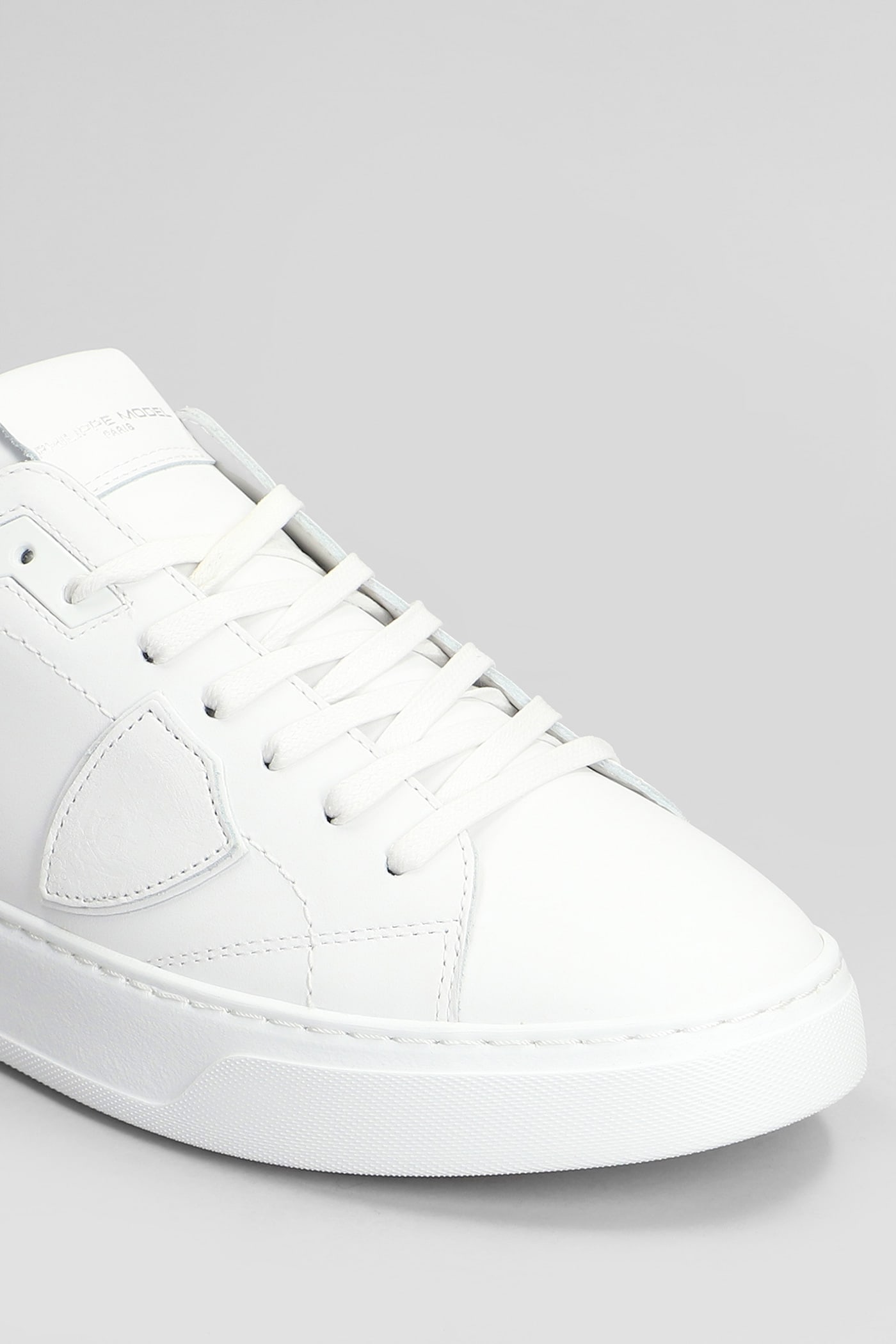 Shop Philippe Model Temple Low Sneakers In White Leather