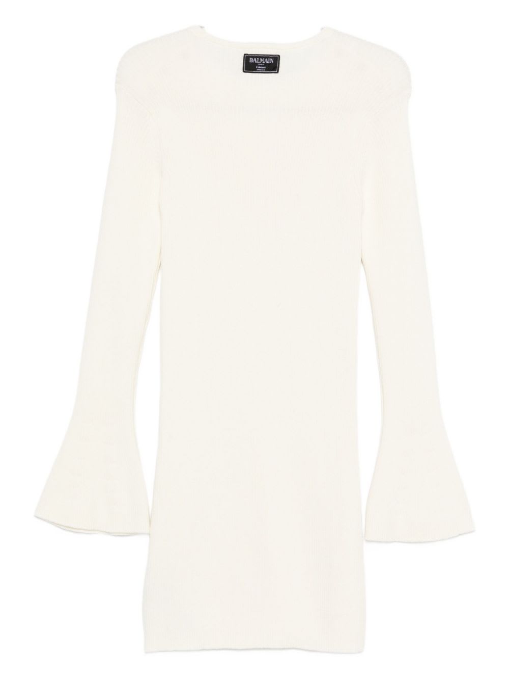 Balmain Kids Dress With Bell Sleeves And Buttons In Neutral