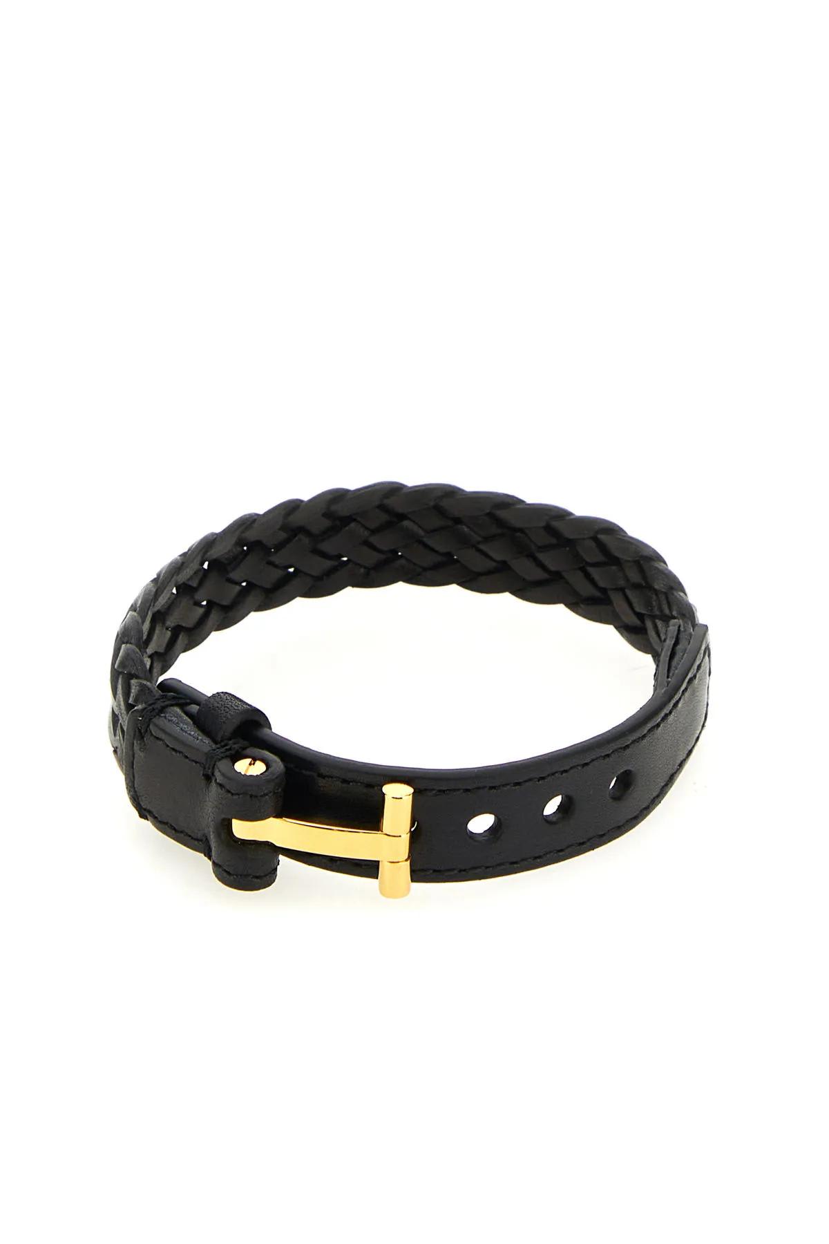 Shop Tom Ford Black Leather Bracelet