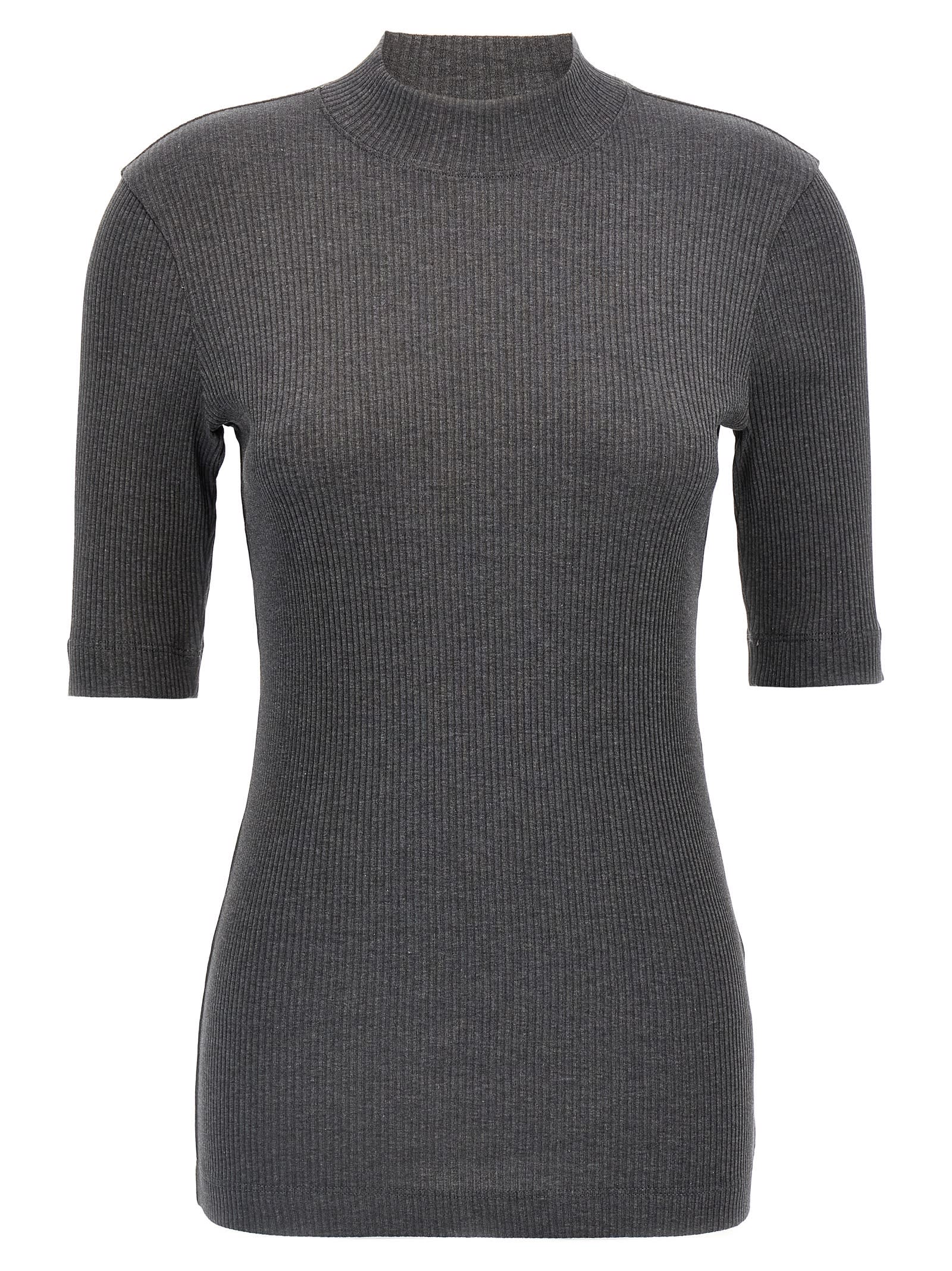 Shop Brunello Cucinelli Ribbed T-shirt In Gray